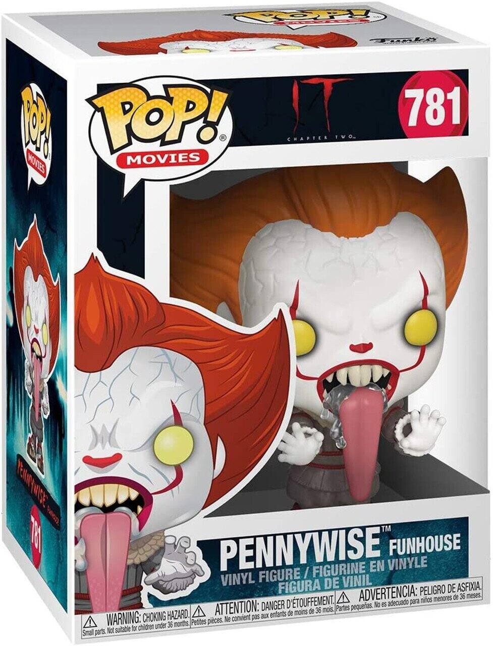 POP! MOVIES 781 CHAPTER TWO. PENNYWISE FUNHOUSE FIGURINE EN VINYLE FIGURE / VINYL FIGURA DE VINIL ASFIXIA. ADVERTENCIA: PELIGRO DE menores de 36 meses. 'TOUFFEMENT. adecuado para ninos ATTENTION: DANGER D Partes pequeas. No eS de moins de 36 mois. CHOKING HAZARD. WARNING: under 36 months Petites pieces. Ne Not suitable for children Small parts.