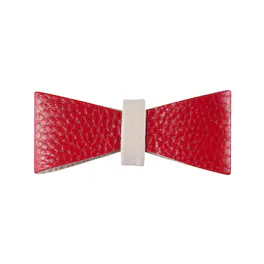 PoisePup - Cute Handmade Genuine Soft Full Grain Leather Dog Bow Tie - Red | Cream