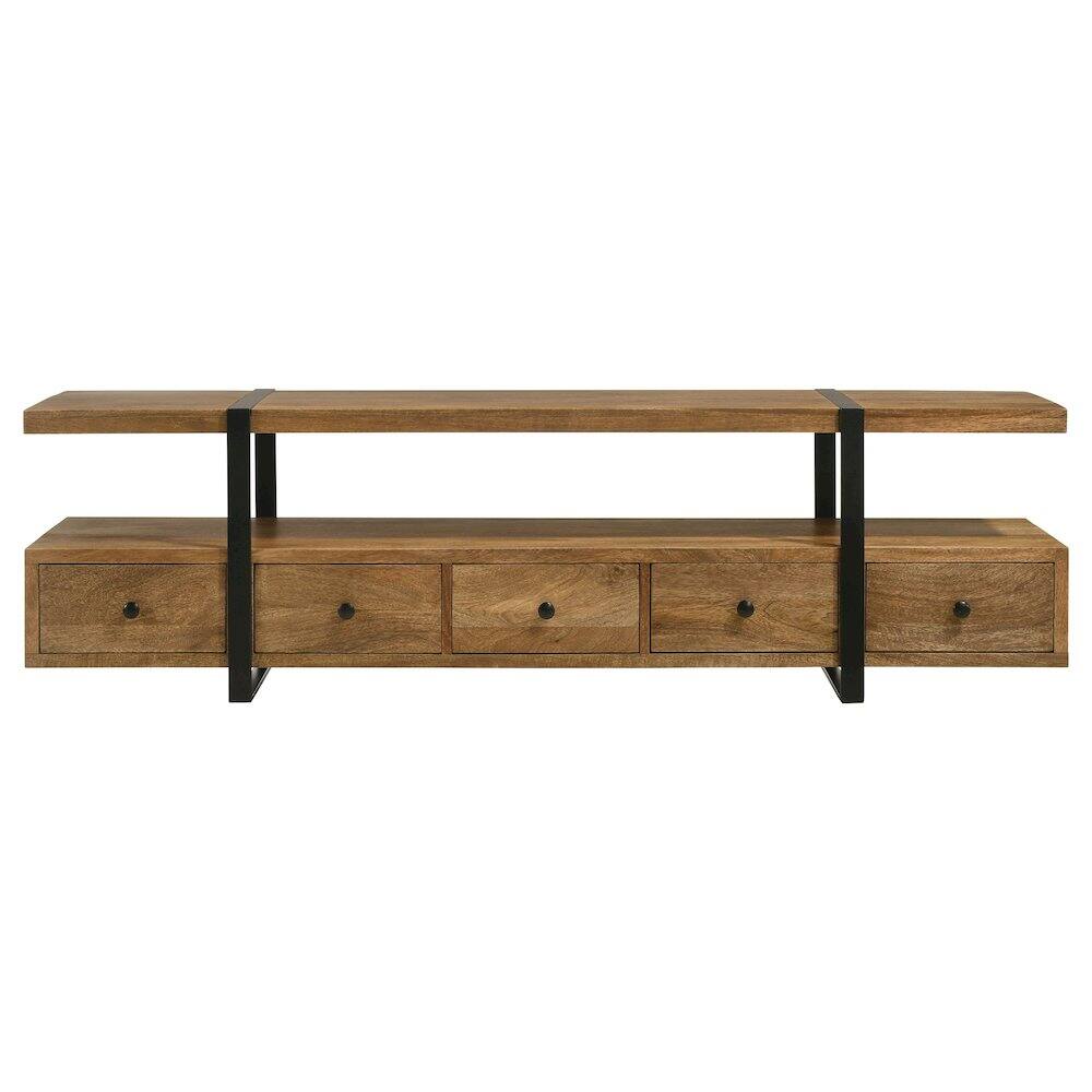Alt View 4. Coaster Co. of America - Otto 5-drawer Mango Wood 70" TV Stand Media Console Brown - Brown.