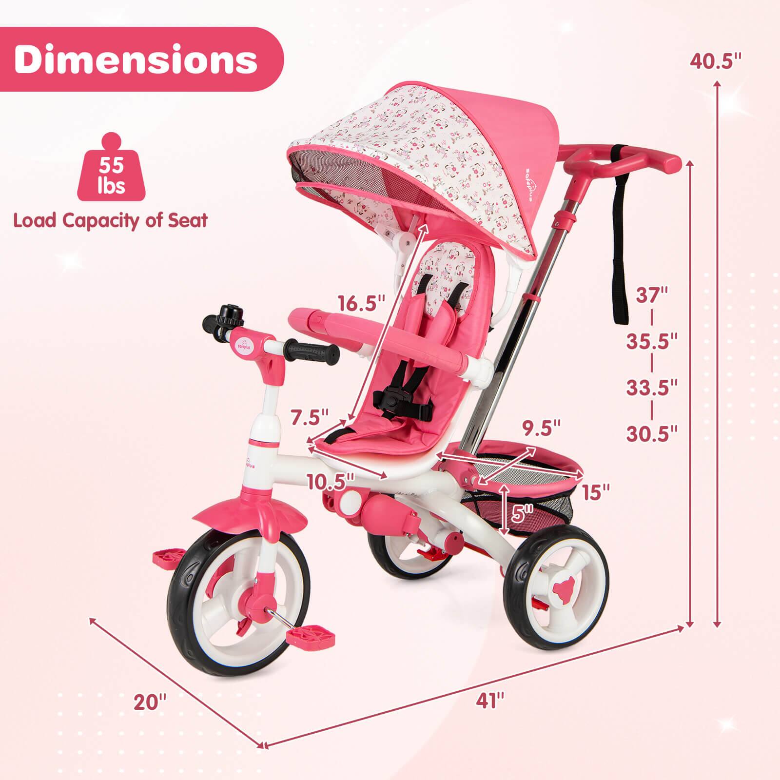 Dimensions  
- 40.5"  
- 41"  
- 20"  
- 16.5"  
- 7.5"  
- 10.5"  
- 9.5"  
- 15"  
- 30.5"  
- 33.5"  
- 35.5"  
- 37"  

Load Capacity of Seat: 55 lbs