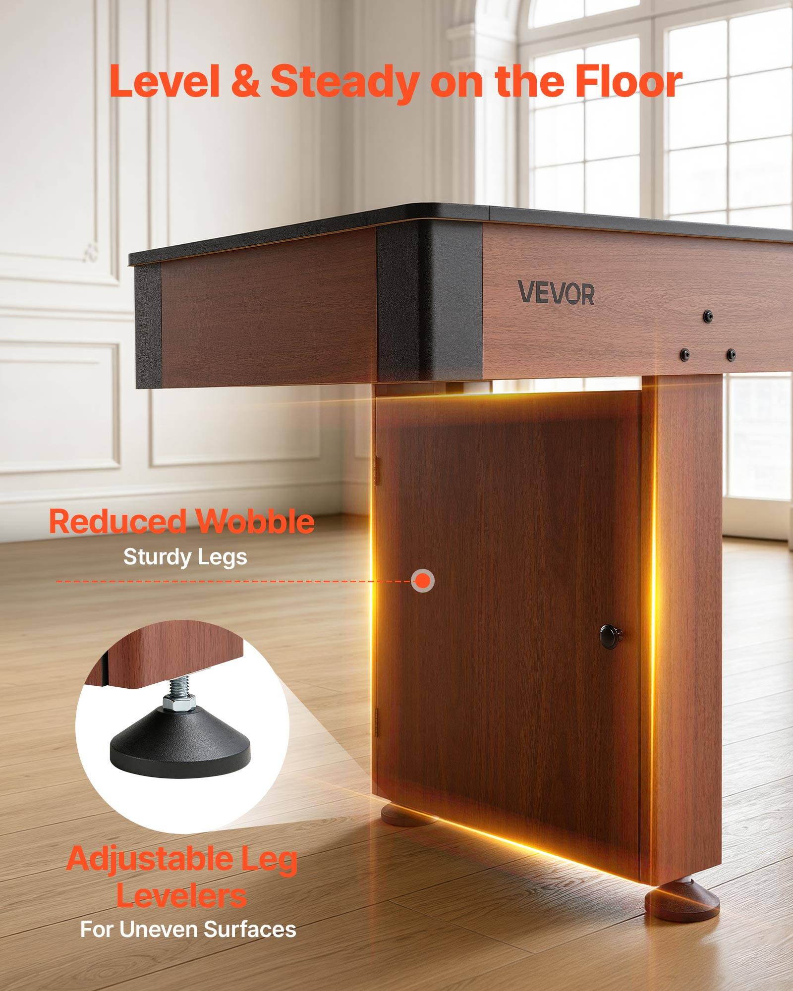 Level & Steady on the Floor  
VEVOR Reduced Wobble Sturdy Legs Adjustable Leg Levelers For Uneven Surfaces