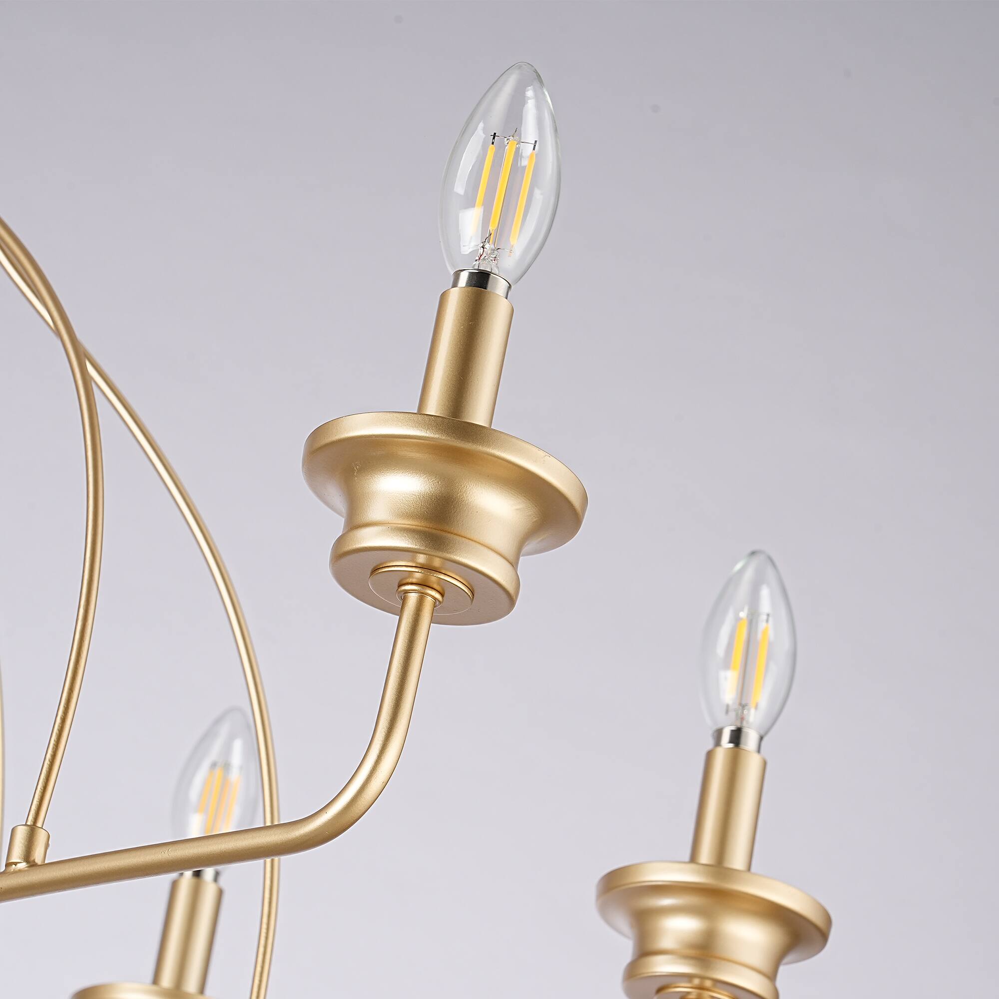 Alt View 6. Parrot Uncle - 31.5 Inch Modern 6 Light LED Adjustable Chandelier Ceiling Light for Dining Room and Living Room - Gold.