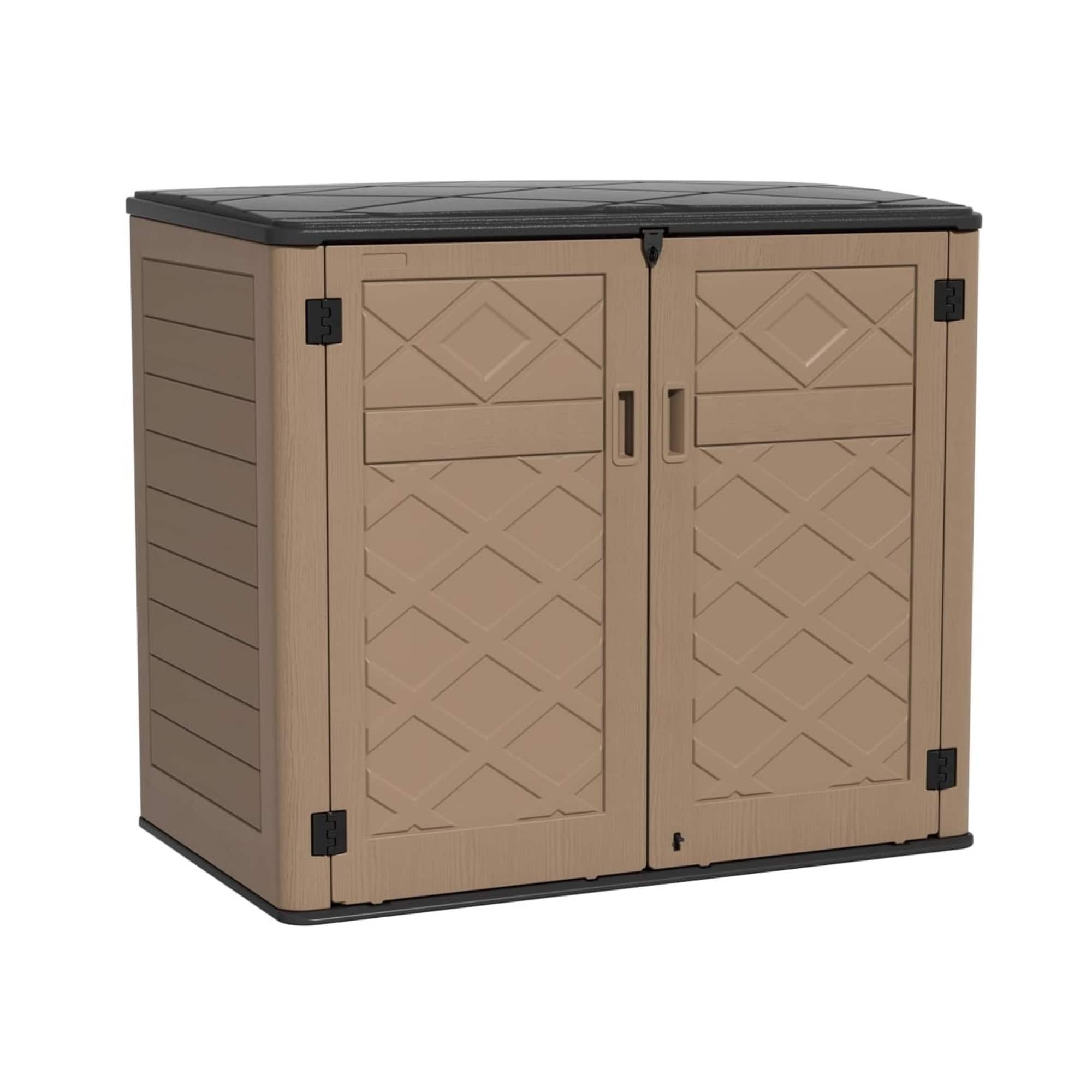 Front. Yardgrace - 48 Cu.ft Horizontal Outdoor Storage Shed, Weather Resistant for Garden Patio Backyard, Store Garbage Cans Lawn Mower - Brown.