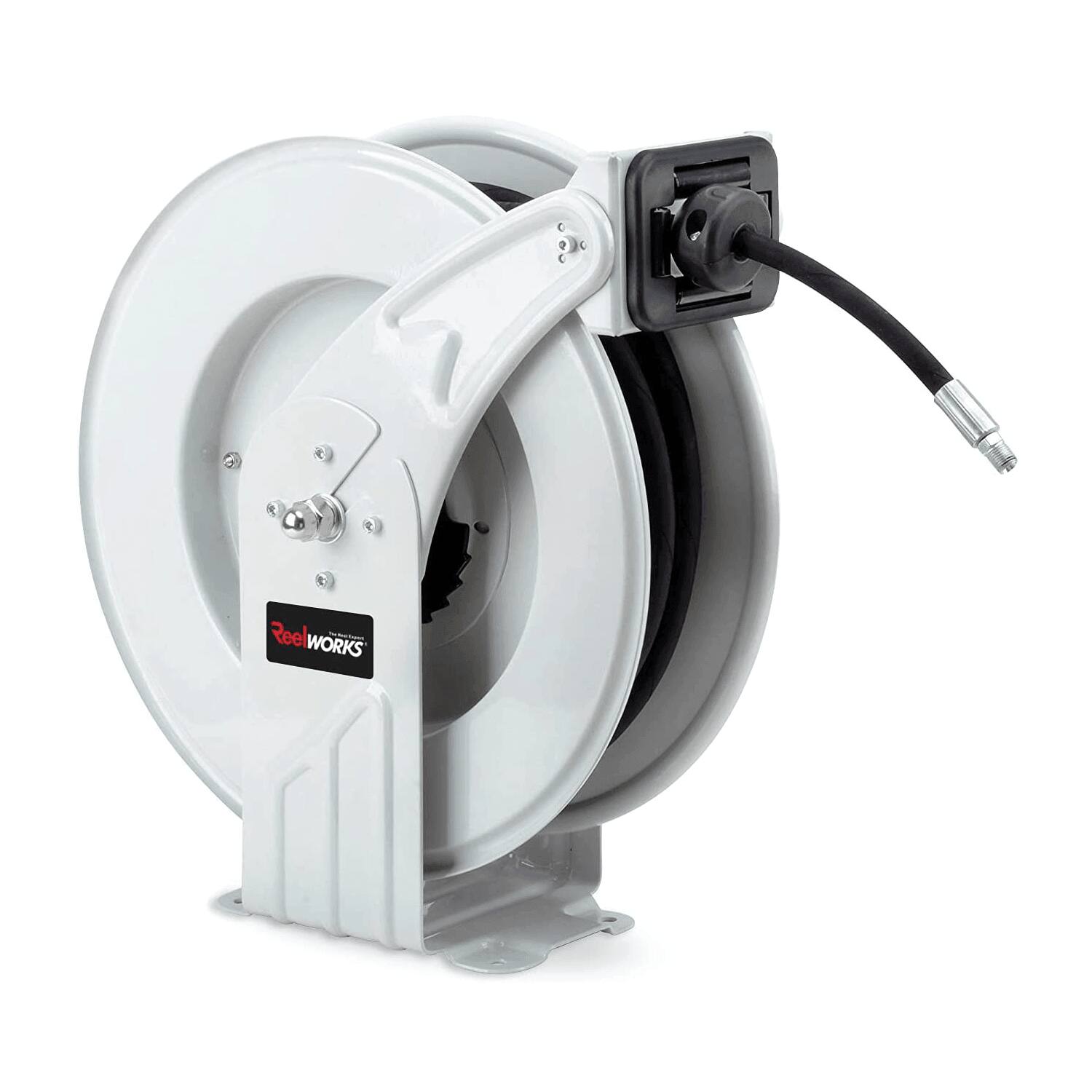 Front. Reelworks - ReelWorks Industrial Retractable Grease Hose Reel - 1/4" x  50'FT, 1/4" MNPT.