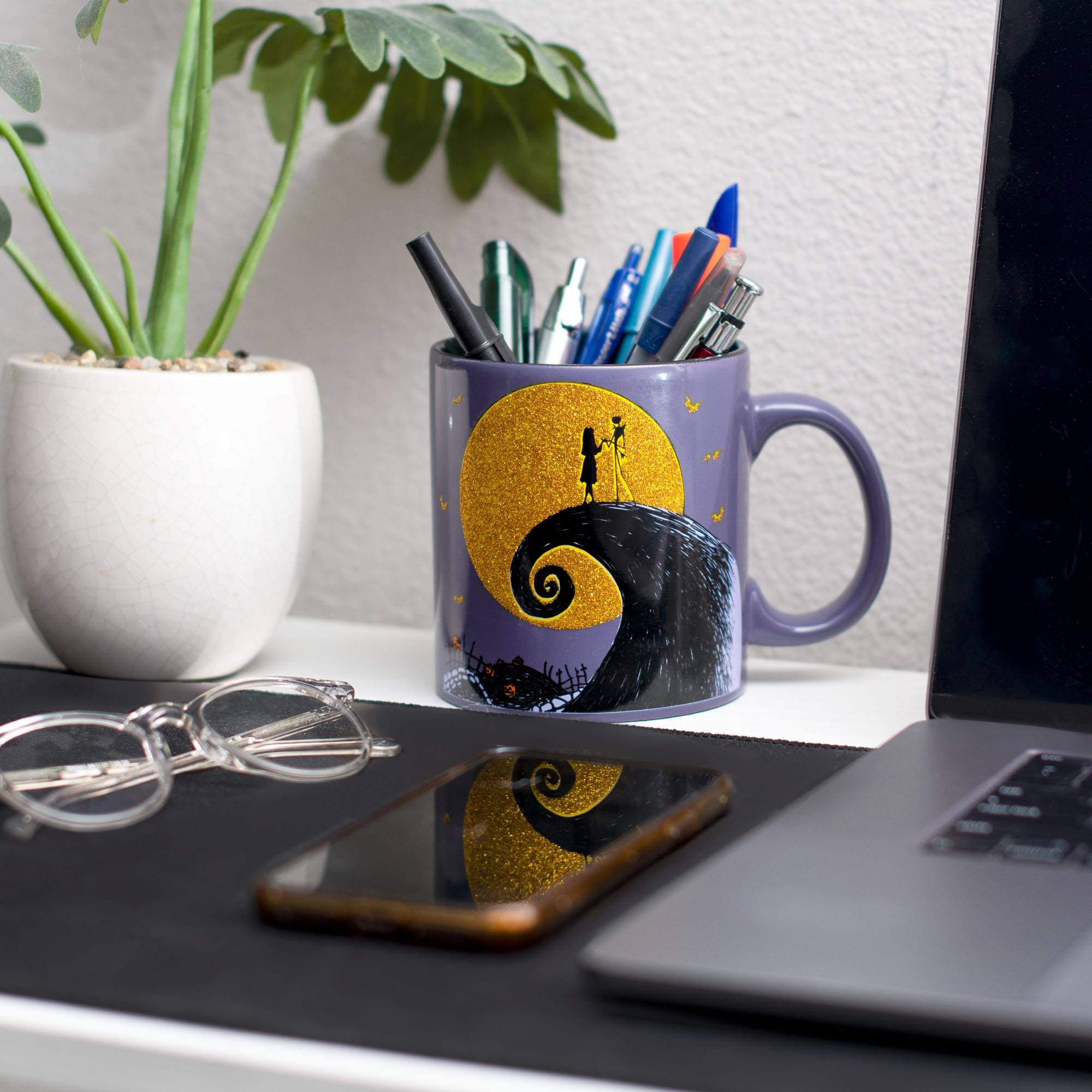 Alt View 4. Disney - Disney The Nightmare Before Christmas Ceramic Glitter Mug | Holds 20 Ounces - Purple.