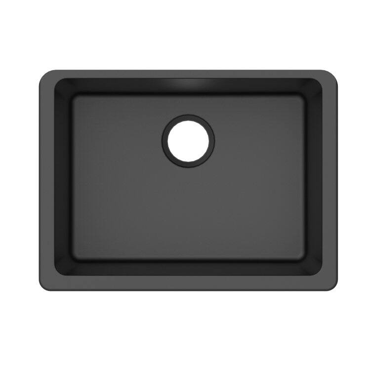 Alt View 2. Winpro - Winpro Undermount Granite Composite 25 in. L x 18-1/2 in. L x 9-1/2 in. Single Bowl Kitchen Sink in Black - Black.