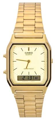 Casio - Quartz Analog Digital Gold Tone AQ-230GA-9DMQ AQ230GA-9DMQ Men's Watch - Champagne‑tone