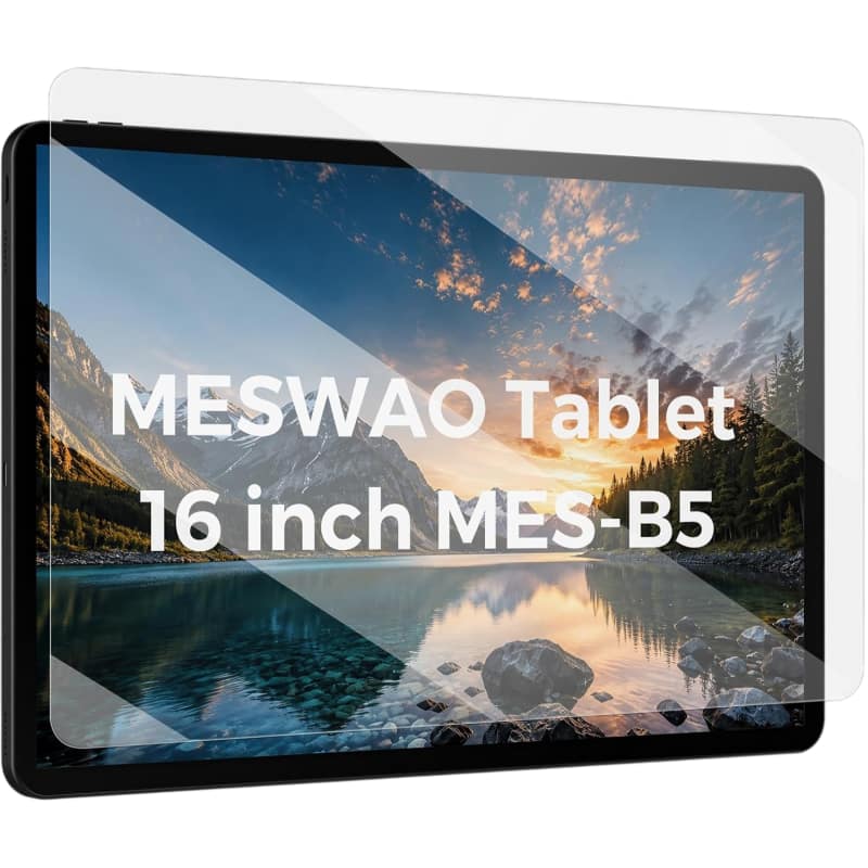 MESWAO - 2 Pack Screen Protector for 16-Inch Android Tablet, 9H Tempered Glass, HD Anti-Scratch, Bubble-Free Installation - Clear