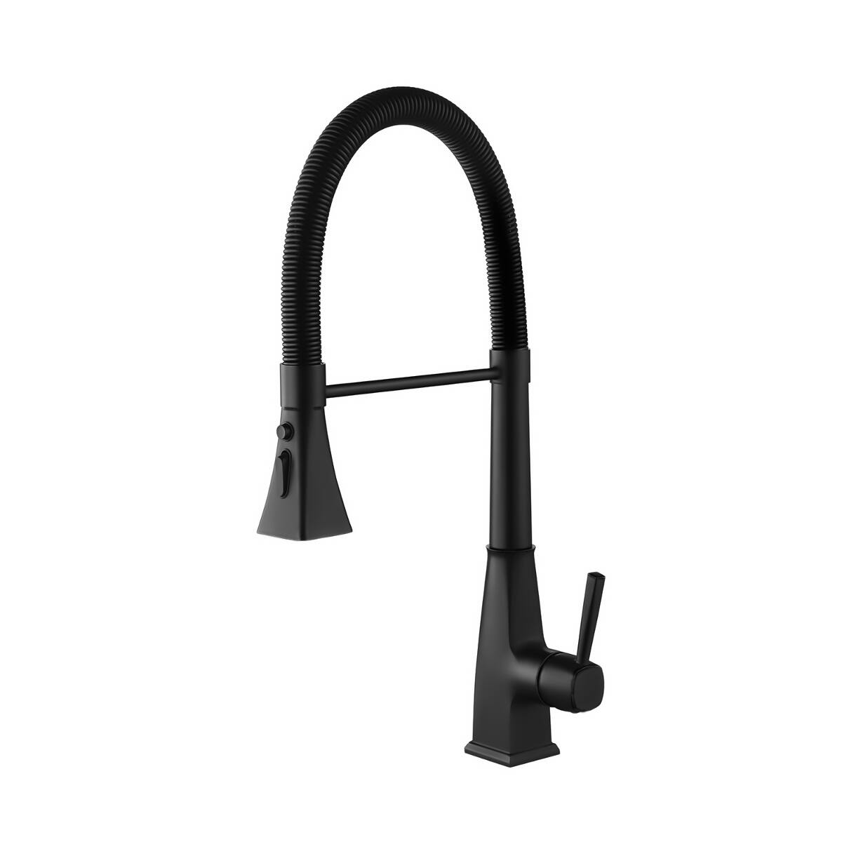 Front. Ropilly - Ropilly Pull Down Kitchen Faucet Matte Black Single Handle High Arc Kitchen Faucet - Matte Black.