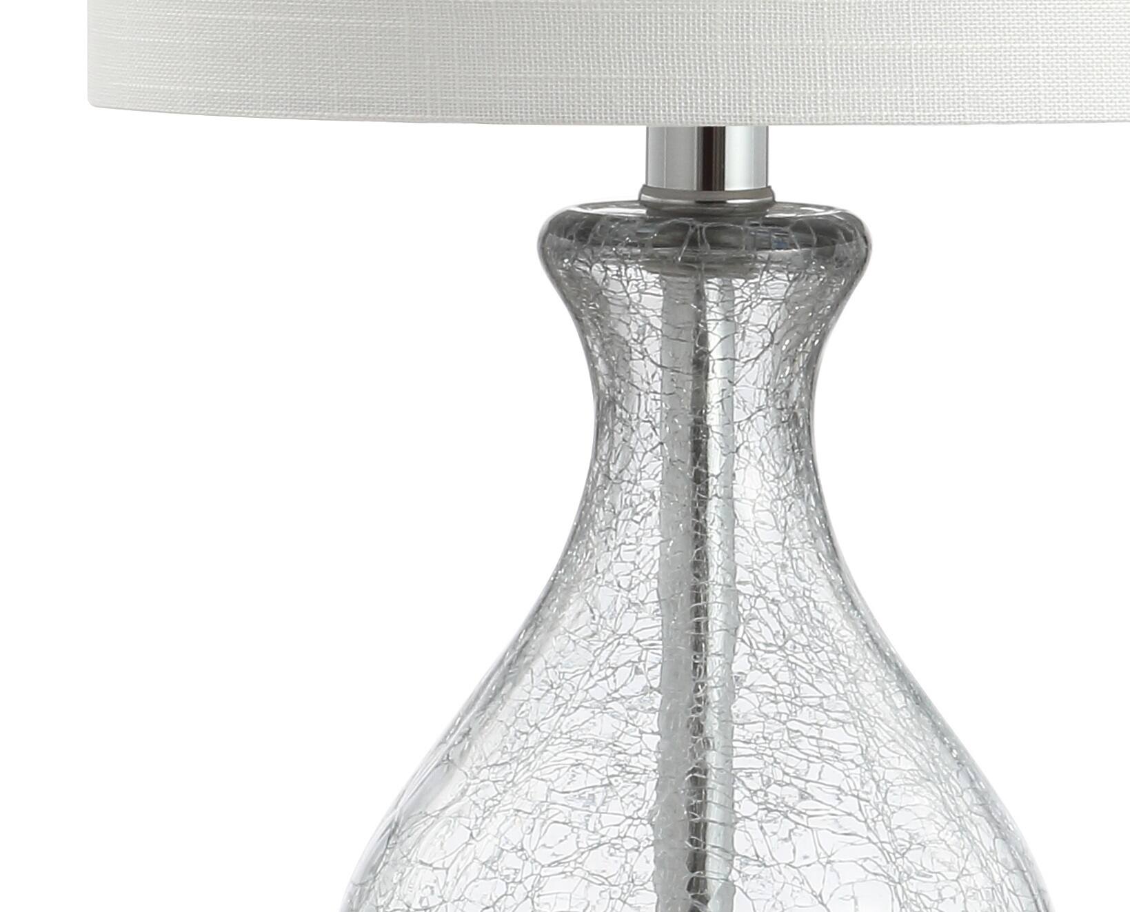 Alt View 3. Jonathan Y - Playa 21" Metal/Crackled Glass LED Table Lamp, Chrome - Clear/Chrome.