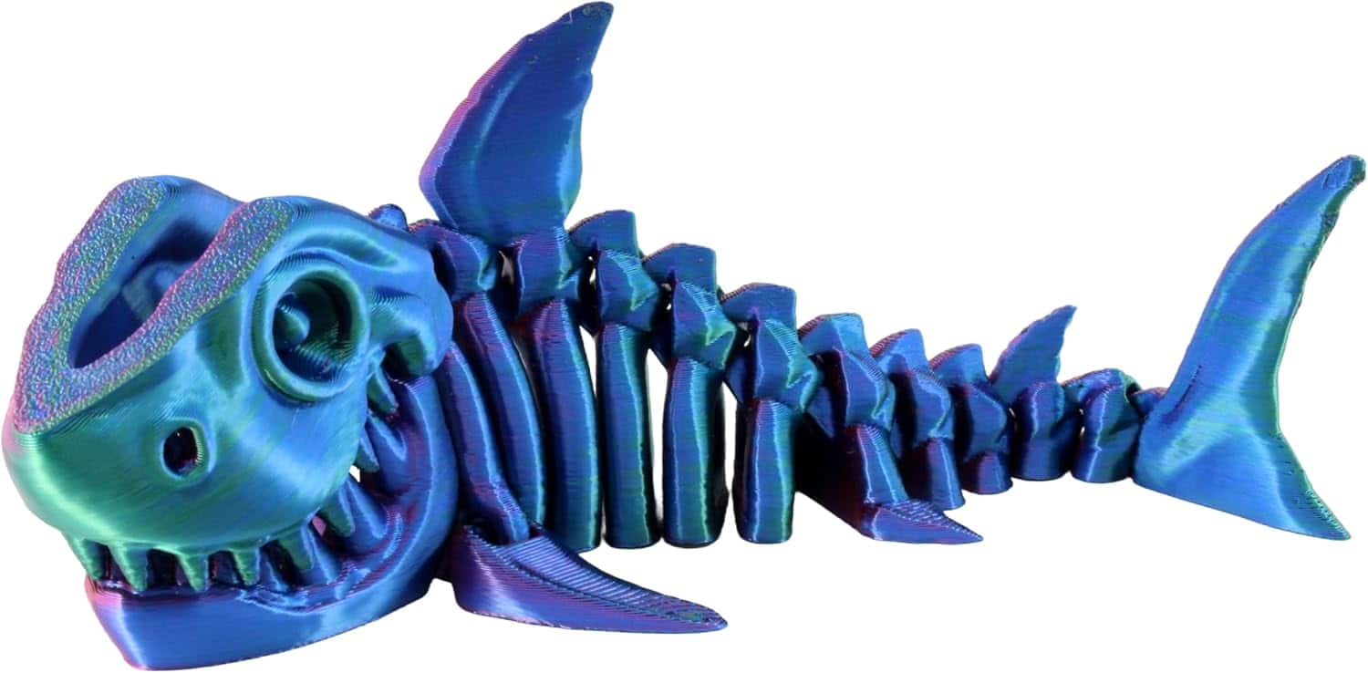 JuzToys - 3D Printed Skeleton Megalodon, Prehistoric Collectible Articulating Dinosaur 3D Figurine Desk Decoration by PowerTRC - Multicolored