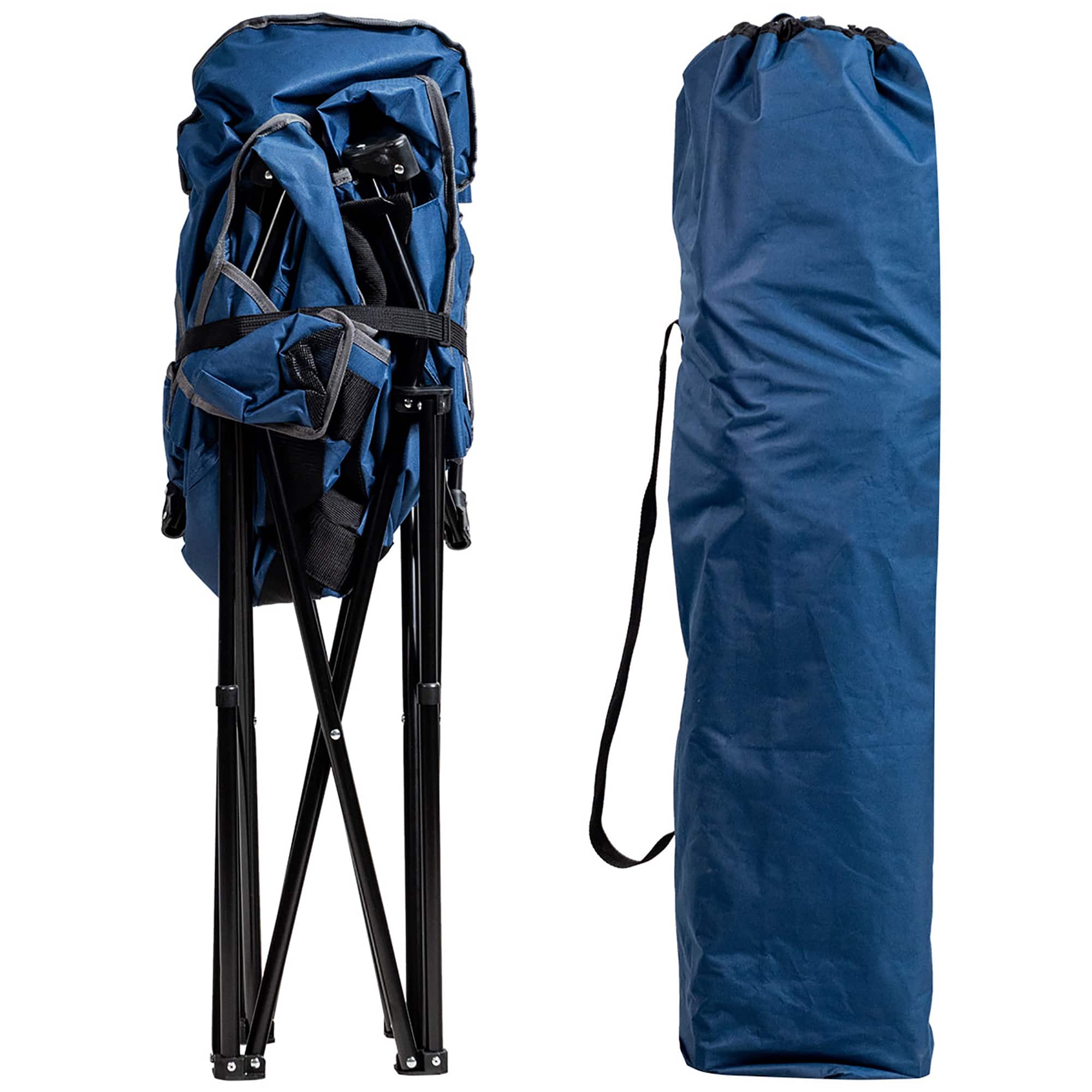 Alt View 12. Costway - Folding Camping Moon Padded Chair with Carry Bag Cup Holder Portable Navy - Navy.