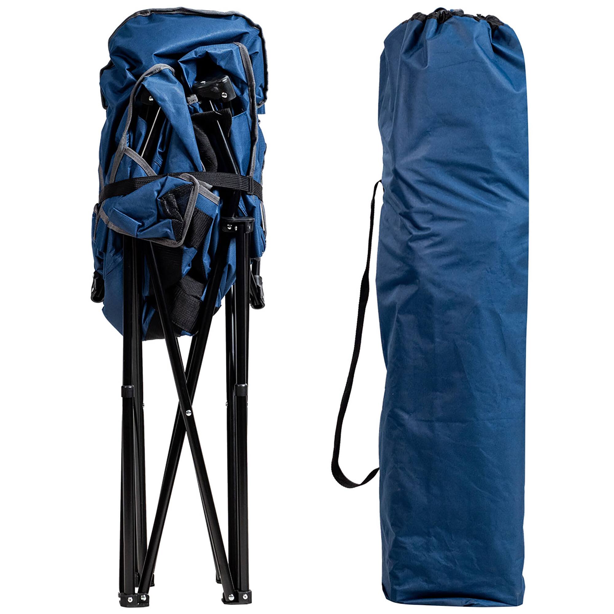 Alt View 12. Costway - Folding Camping Moon Padded Chair with Carry Bag Cup Holder Portable Navy - Navy.