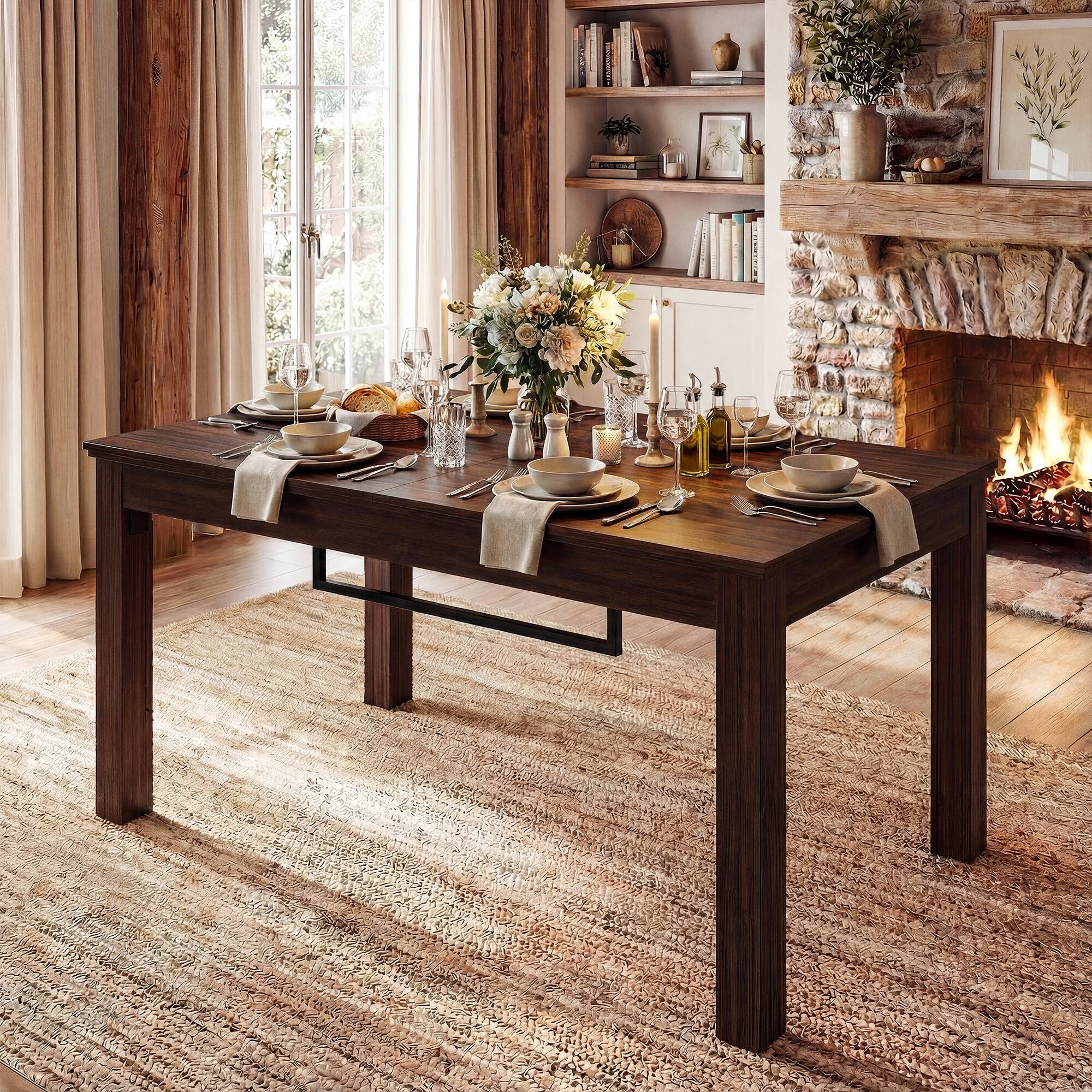 Back. Famapy - Multi-Purpose Board Game Table for Family Game Night, Dining, Work and Home Entertainment - Dark Walnut.