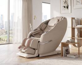 Osaki - 4D Aeris Duo Mech AI Massage Chair with Advanced Dual Massage, Ankle Stretch, Air Cooling Tech - Taupe