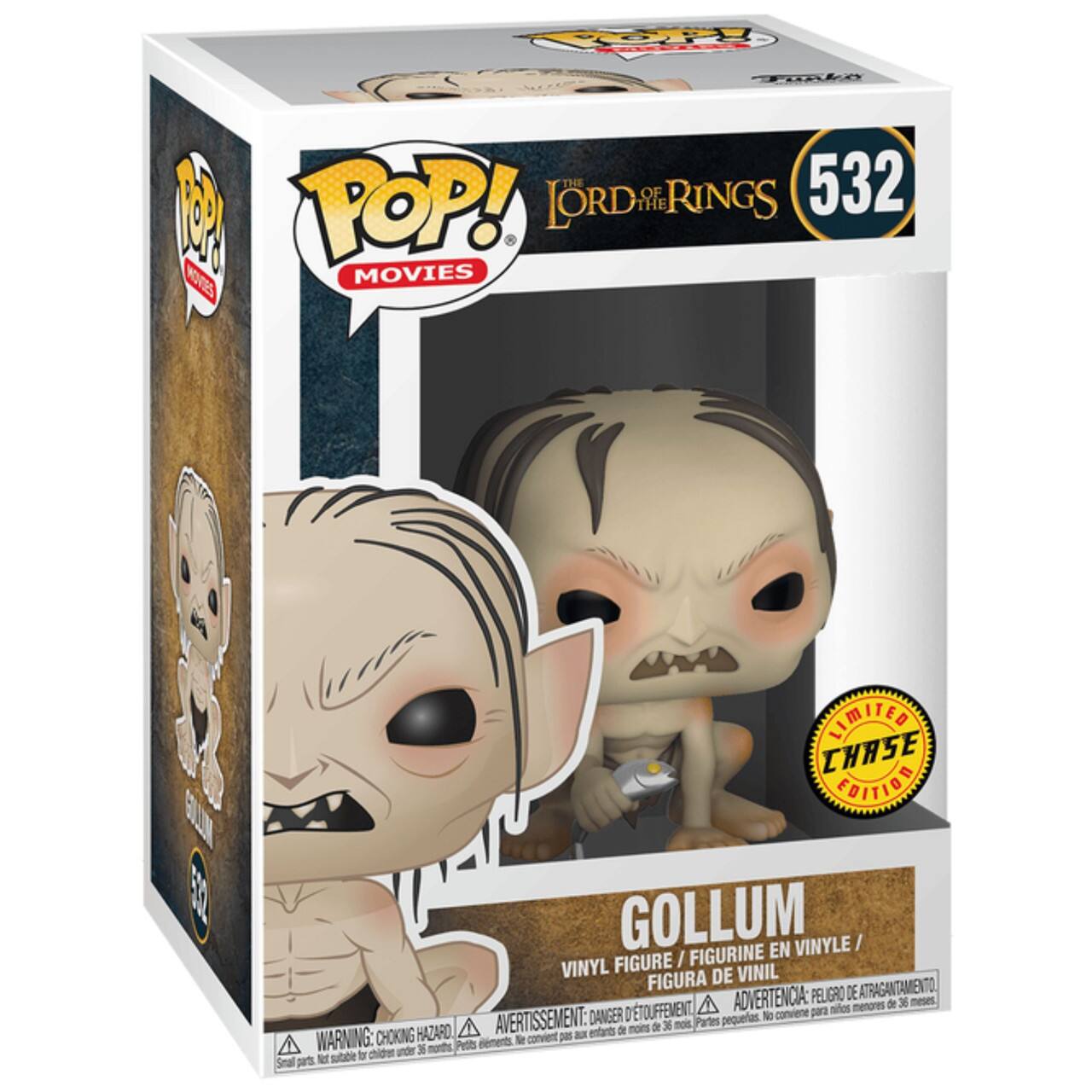 **TOP TOY POP! LORD OF THE RINGS 532 MOVIES LIMITED CHASE EDITION GOLLUM VINYL FIGURE / FIGURINE EN VINYLE / FIGURA DE VINIL**

**WARNING: CHOKING HAZARD - Small parts. Not for children under 3 years.**

**ADVERTENCIA: PELIGRO DE ASFIXIA - Pequeñas piezas. No es adecuado para niños menores de 3 años.**

**AVERTISSEMENT: DANGER - Petits éléments. Ne convient pas aux enfants de moins de 3 ans.**

**GOLLUM**

**VINYL FIGURE / FIGURINE EN VINYLE / FIGURA DE VINIL**

**LIMITED CHASE EDITION**