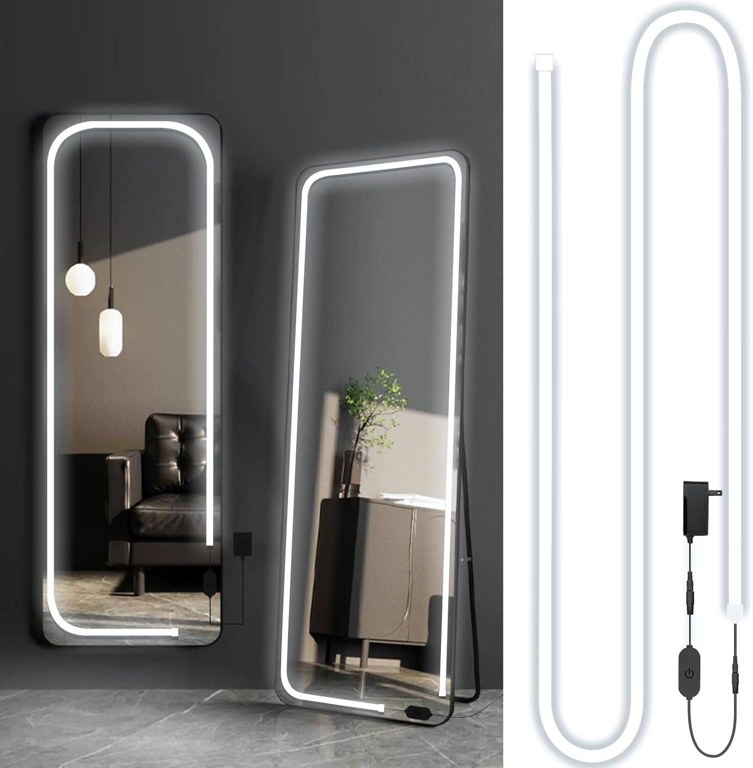 Stamp n Camp - Led Vanity Mirror Lights, 13.2FT 6000k Full Body Mirror Light Strip, Stick on Vanity Lights with AC Adapter Touch - 13.2FT Vaniyt Light strip