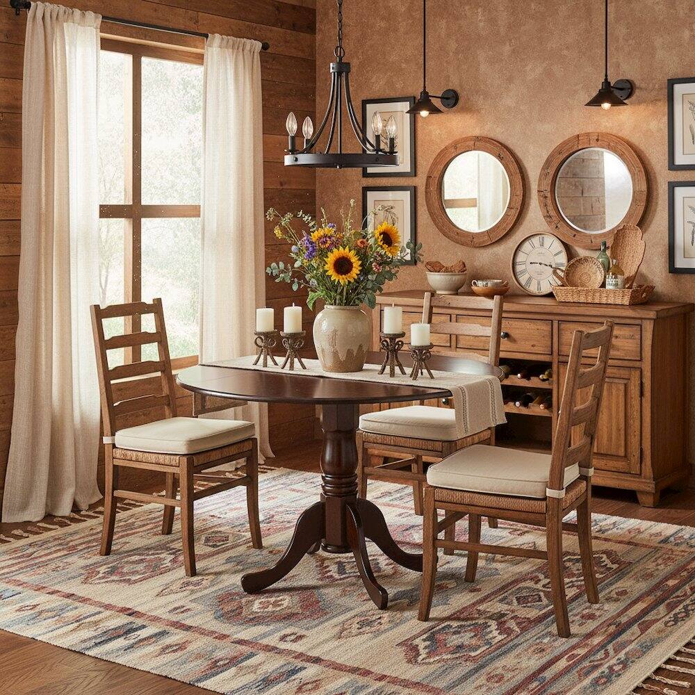 Alt View 1. FurniFact - Round Table - Mahogany.