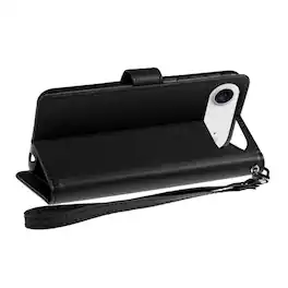 Kitcheniva - PU Leather Phone Wallet Case With Wrist Strap Tempered Glass For iPhone 17 Air - Black