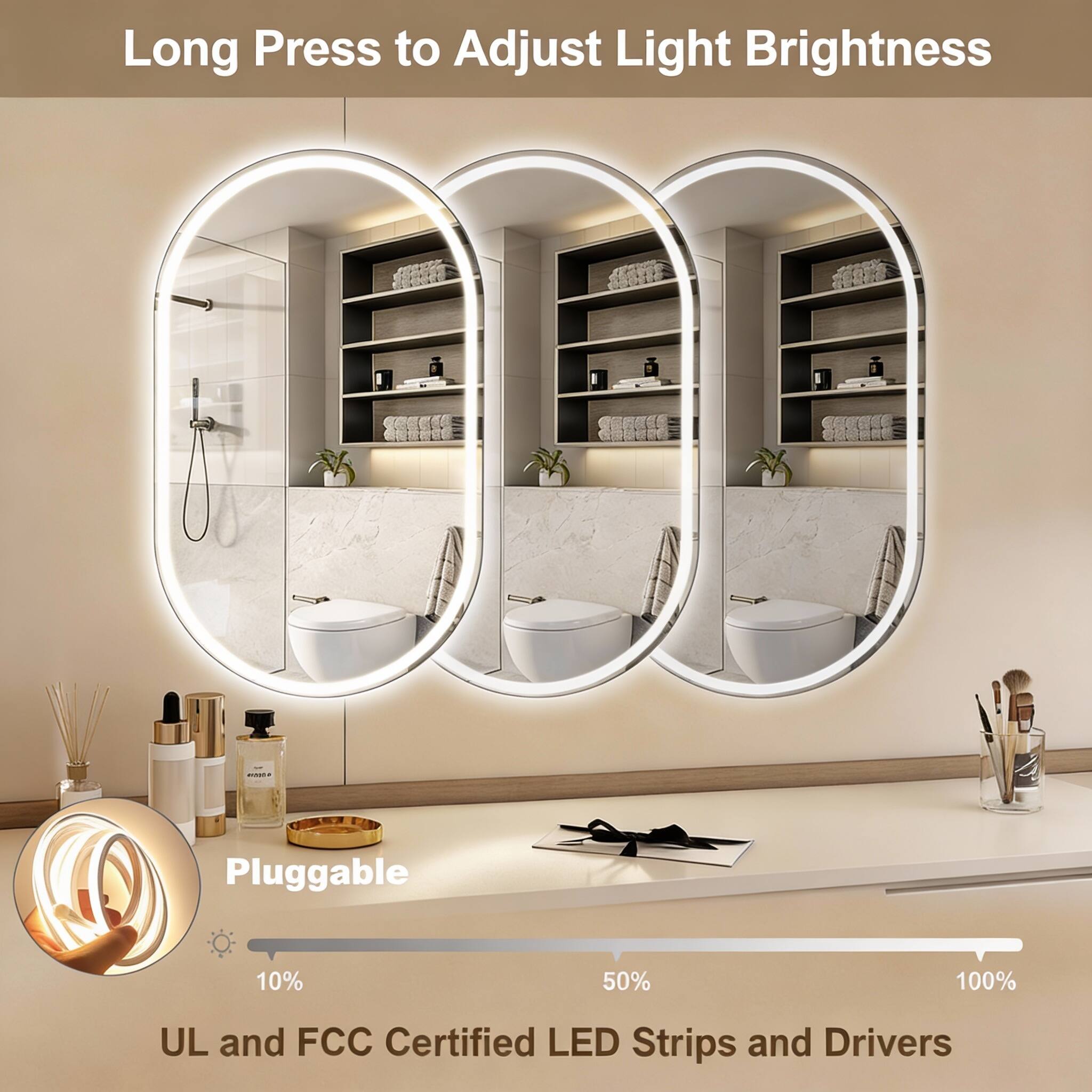 Long Press to Adjust Light Brightness

Pluggable

UL and FCC Certified LED Strips and Drivers