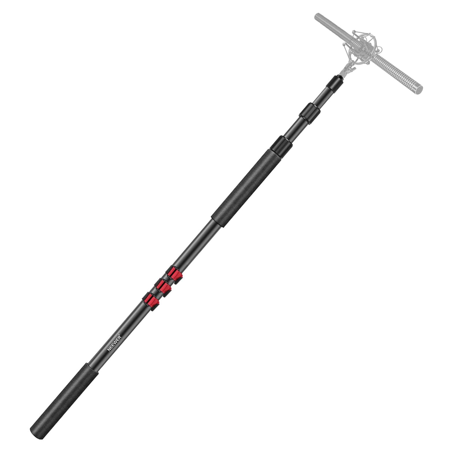 Neewer - 3-Section Extendable Microphone Boom Arm - Adjustable from 3ft to 8ft with Screw Adapters - Black