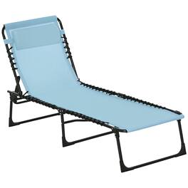 Outsunny - Folding Chaise Lounge Chair, Patio Sun Tanning Chair, Outdoor Chaise Lounger with 4-Position Reclining Back - Sky Blue