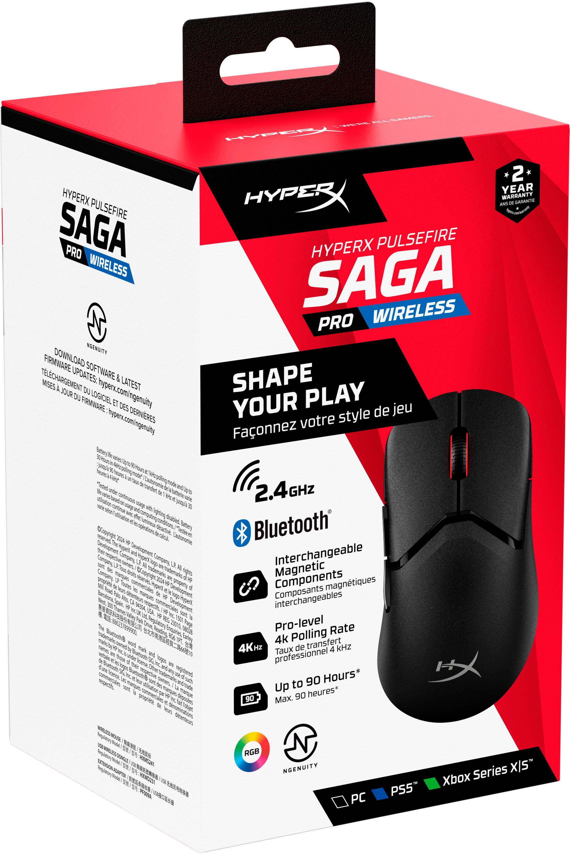 The text on the image reads:

"Saga Pro HyperX Pulsefire Wireless Saga Pro Wireless Gaming Mouse with HyperX Pulsefire Wireless Technology - Shape Your Play with the Latest Gaming Peripherals - HyperX.com/ngenuity - Play in Style - HyperX.com/ngenuity - Your Style, Your Way - HyperX.com/ngenuity - 2.4GHz Wireless Technology - 32-bit ARM Cortex M0 CPU - 1ms Report Rate - 4KHz Polling Rate - 4KHz DPI - 4KHz DPI - 4KHz DPI - 4KHz DPI - 4KHz DPI - 4KHz DPI - 4KHz DPI - 4KHz DPI - 4KHz DPI - 4KHz DPI - 4KHz DPI - 4KHz DPI - 4KHz DPI - 4KHz DPI - 4KHz DPI - 4KHz DPI - 4KHz DPI - 4KHz DPI - 4KHz DPI - 4KHz DPI - 4KHz DPI - 4KHz DPI - 4KHz DPI - 4KHz DPI - 4KHz DPI - 4KHz DPI - 4KHz DPI - 4KHz DPI - 4KHz DPI - 4KHz DPI - 4KHz DPI - 4KHz DPI - 4KHz DPI - 4KHz DPI - 4KHz DPI - 4KHz DPI - 4KHz DPI - 4KHz DPI - 4KHz DPI - 4KHz DPI - 4KHz DPI - 4KHz DPI - 4KHz DPI - 4KHz DPI - 4KHz DPI - 4KHz DPI - 4KHz DPI - 4KHz DPI - 4KHz DPI - 4KHz DPI - 4KHz DPI - 4KHz DPI - 4KHz DPI - 4KHz DPI - 
