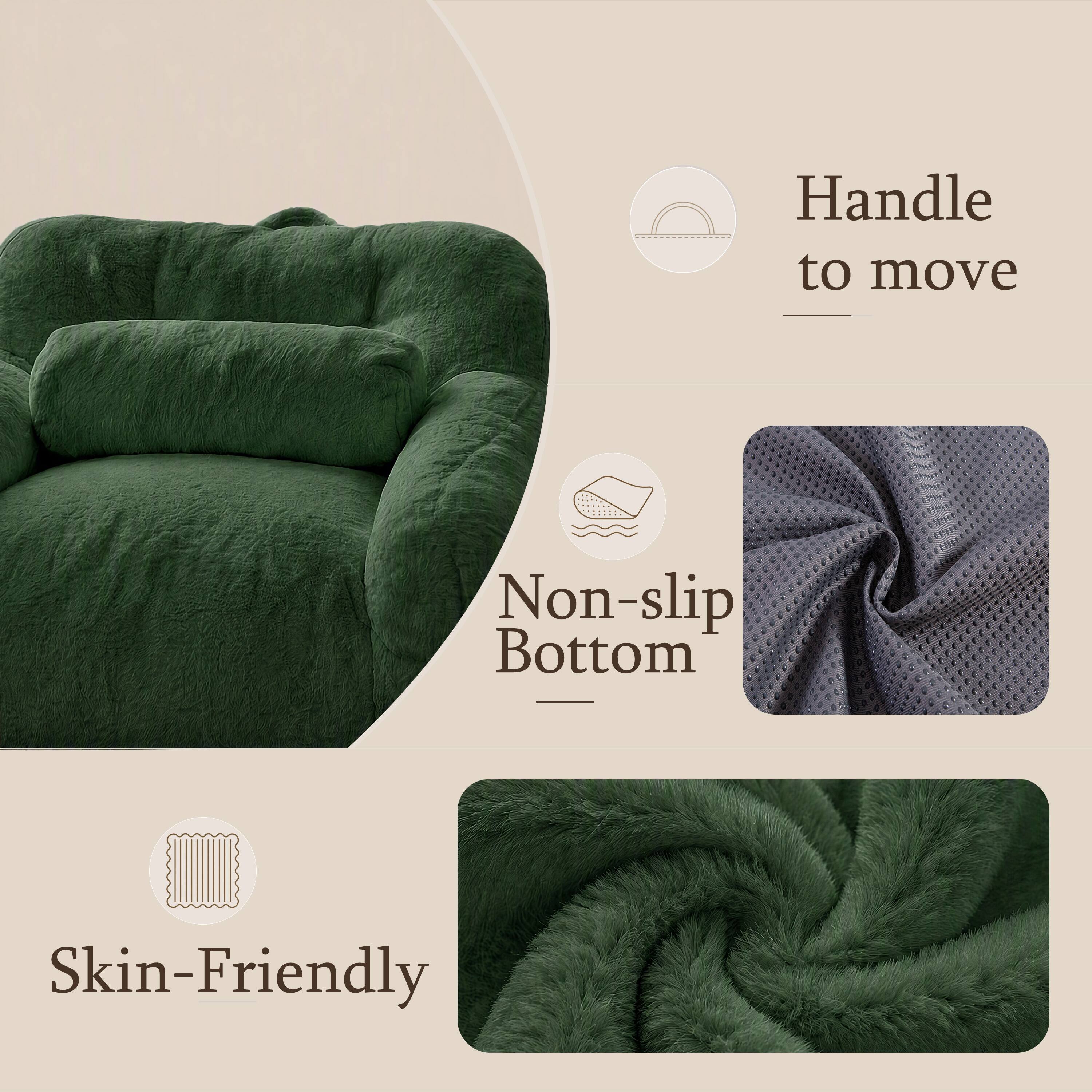 Handle to move  
Non-slip Bottom  
Skin-Friendly