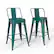 Angle. Simpli Home - Rayne Metal Counter Height Stool (Set of 2) - Teal Blue.