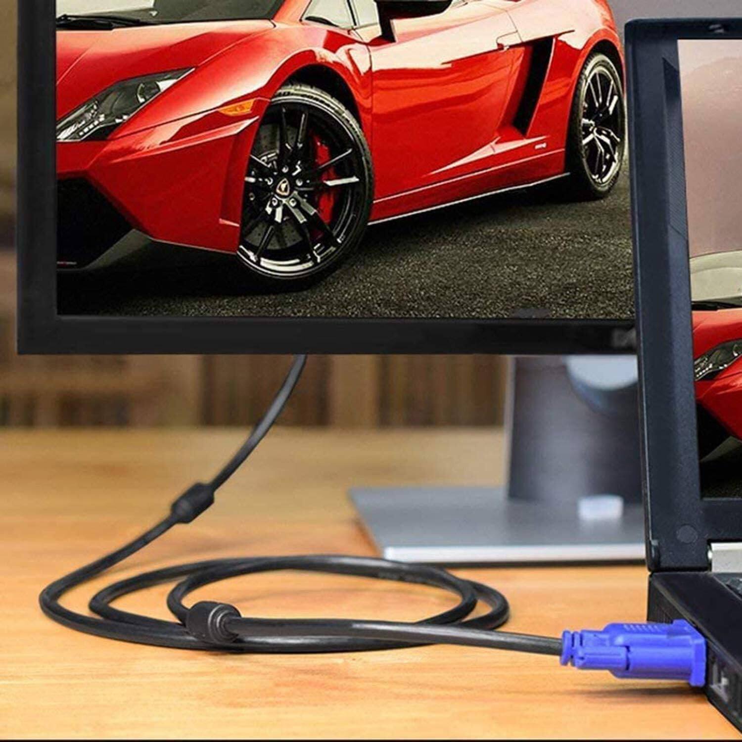 Alt View 3. Core Tech - VGA to VGA Monitor Cable with Dual Ferrite Cores - 10 ft - Blue.