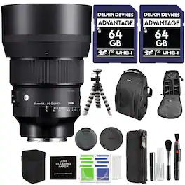 Sigma - 85mm F/1.4 DG DN Art Lens for Sony E Mount (322965) Bundle w/ Advanced Accessory & Travel Bundle | 85mm Sony Lens - Black