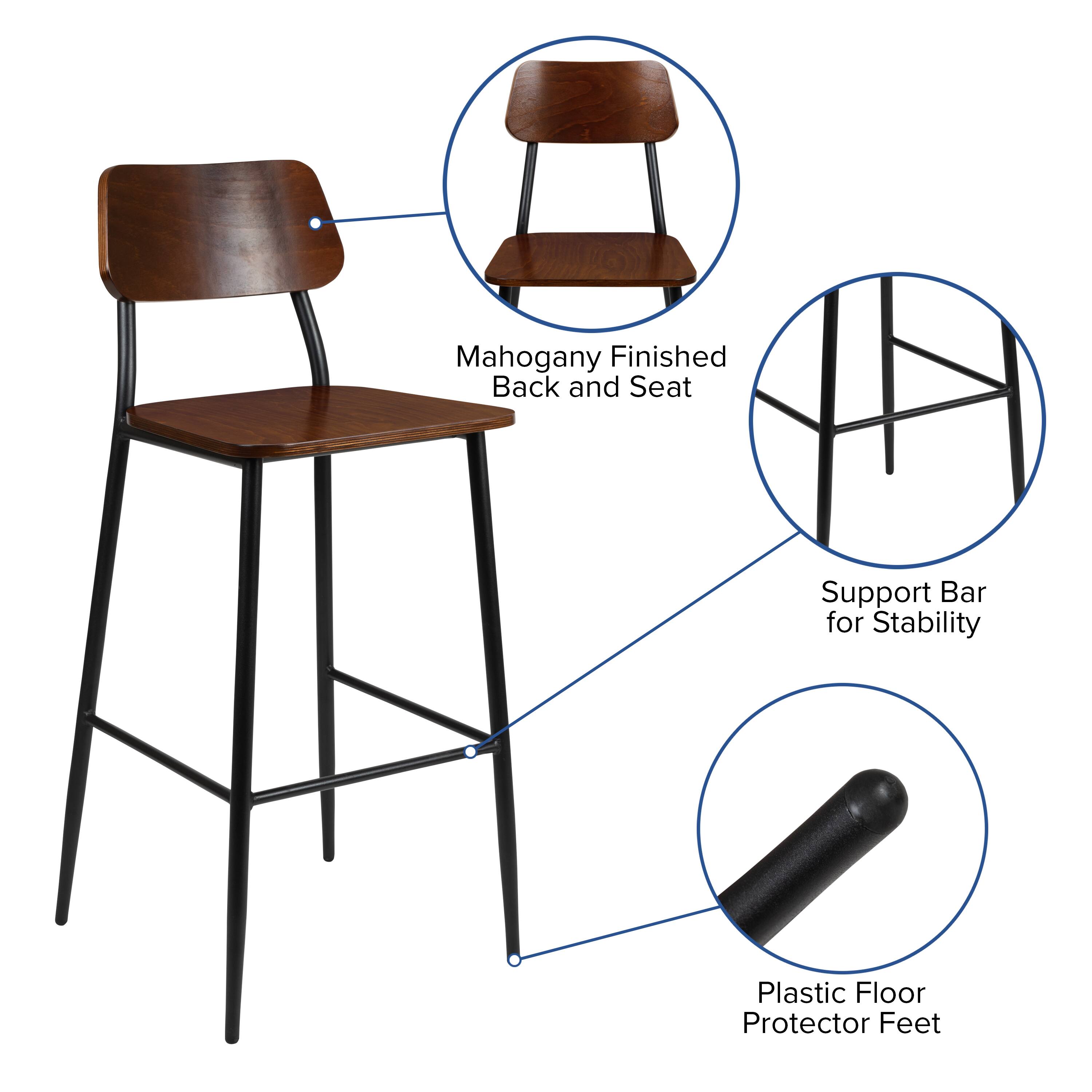 Mahogany Finished Back and Seat  
Support Bar for Stability  
Plastic Floor Protector Feet