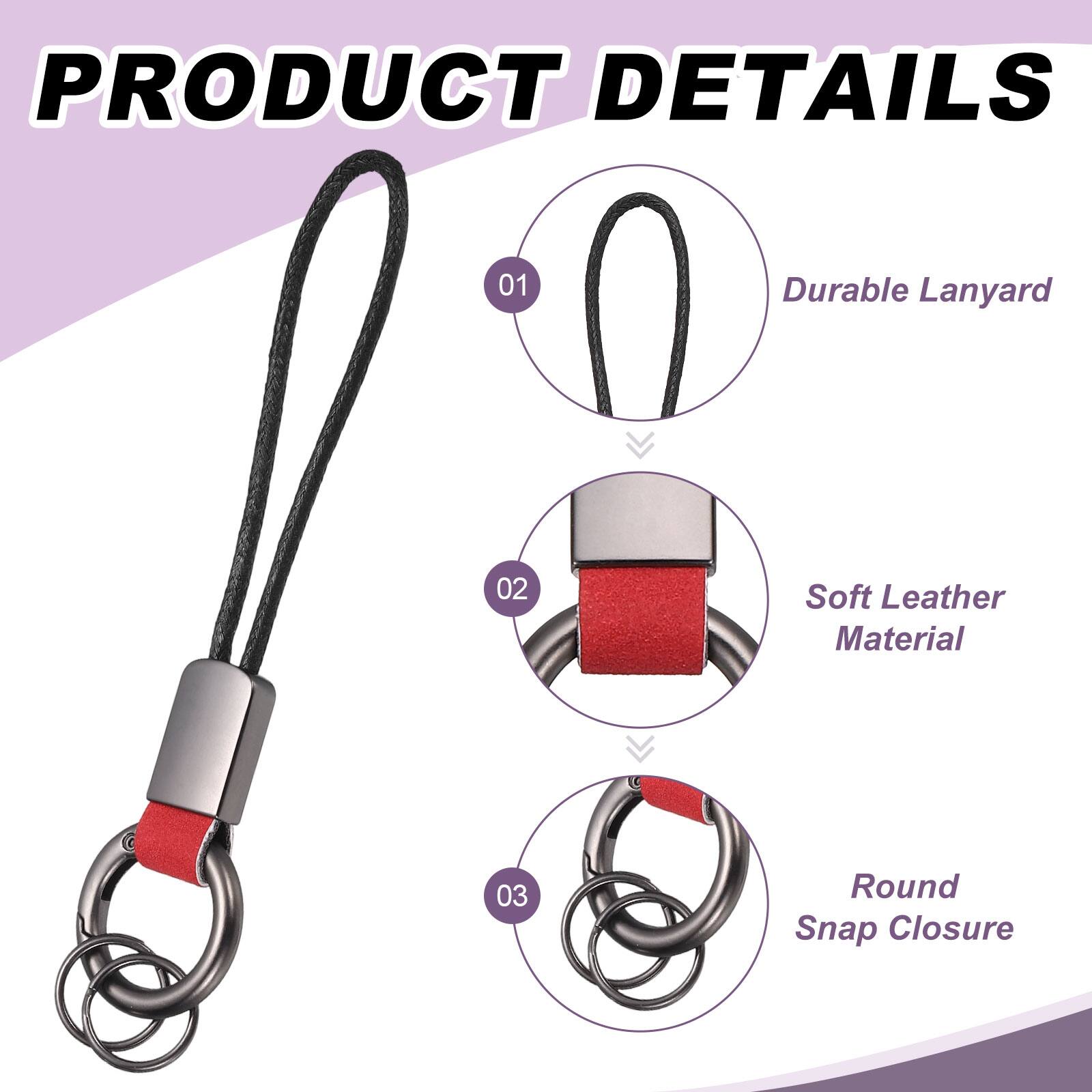 PRODUCT DETAILS  
01 Durable Lanyard  
02 Soft Leather Material  
03 Round Snap Closure
