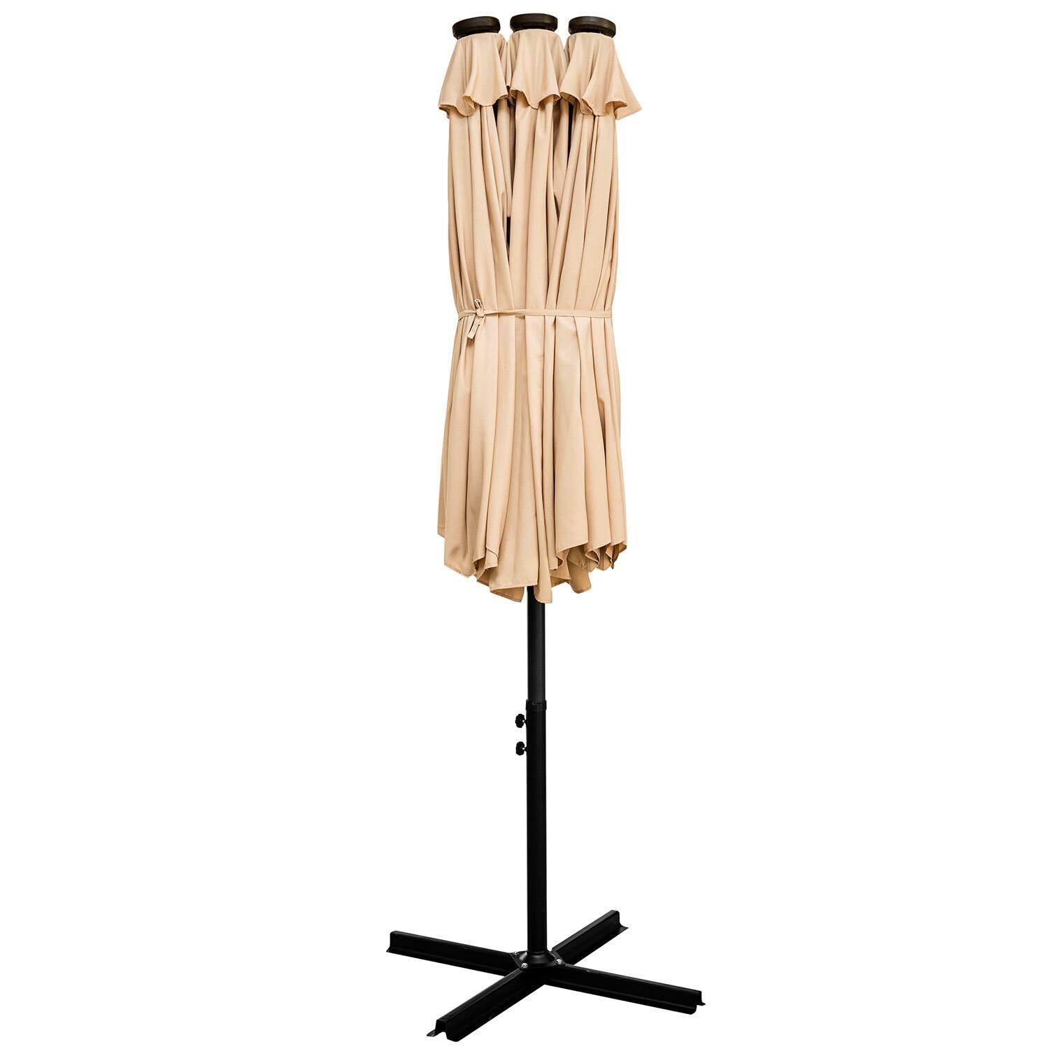 Left. Ainfox - Ainfox 15ft Patio Umbrella With LED Lights - Khaki.