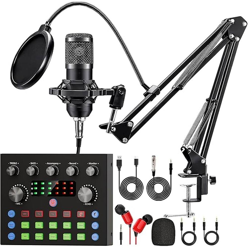 MOSZAR LLC - Recording Studio Bundle with Podcast Mic, Voice Changer & Sound Card
