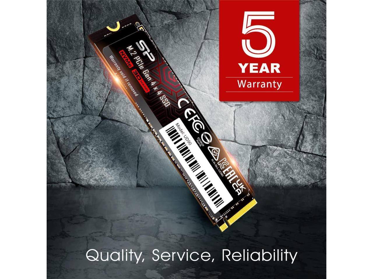 - .m. S.M SP 5 yIno11oW NVMe PCle E YEAR void 30 Gen if NAND ! 4 Warranty removed x 4 022 O  EFC  
- Model: 06a 33820 EFCE TT.TE R-R-SLL-UD9O IEA UD9O  
- Quality, Service, Reliability
