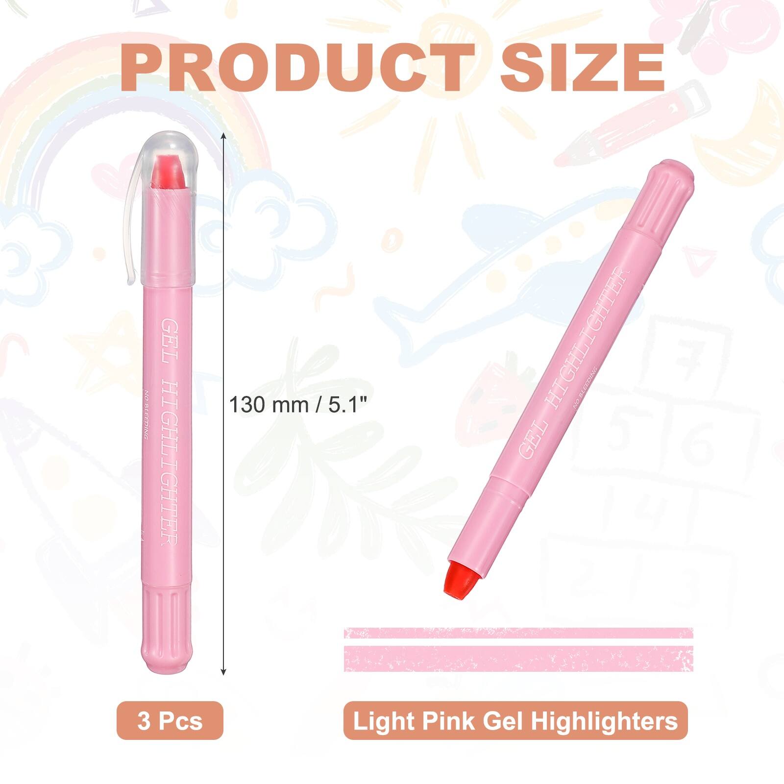 PRODUCT SIZE: 130 mm / 5.1"  
HIGHLIGHTER: 3 Pcs Light Pink Gel Highlighters