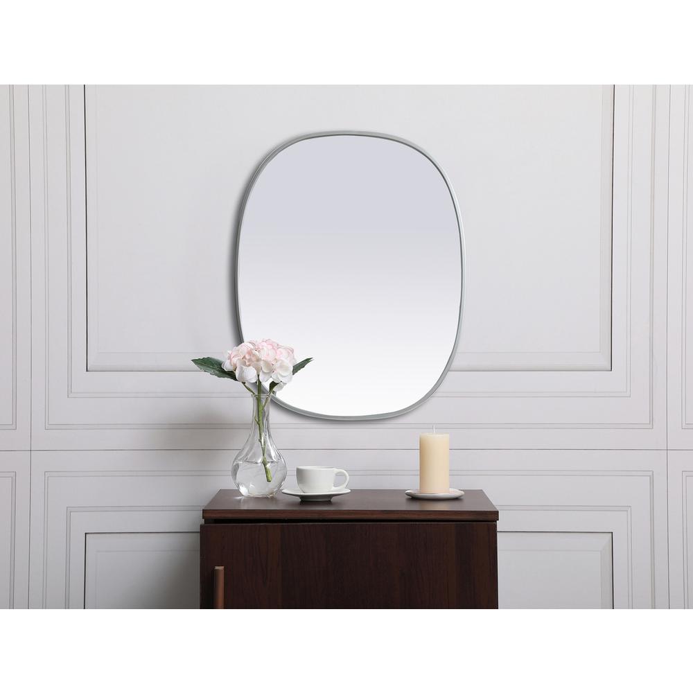 Alt View 8. Elegant Decor - Metal Frame Oval Mirror 24x30 Inch in Silver - Silver.