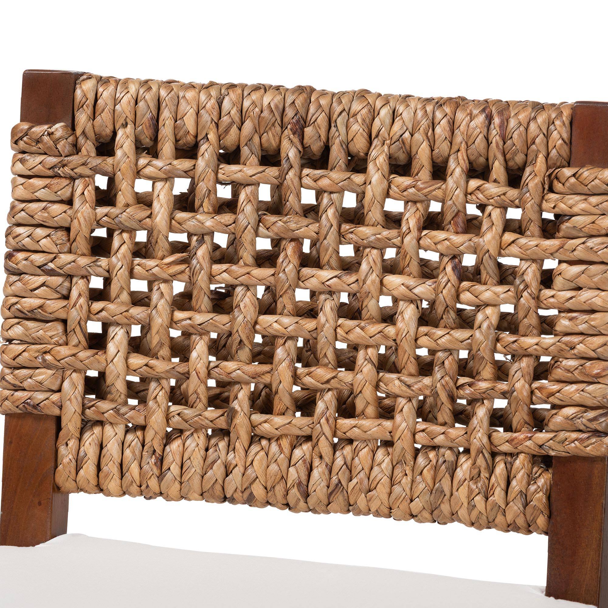 Alt View 1. bali & pari - Alise Handwoven Seagrass Counter Stool with Mahogany Wood Frame - Counter-Height Chair with Woven Back and Seat - Natural Brown/Earthy Brown.