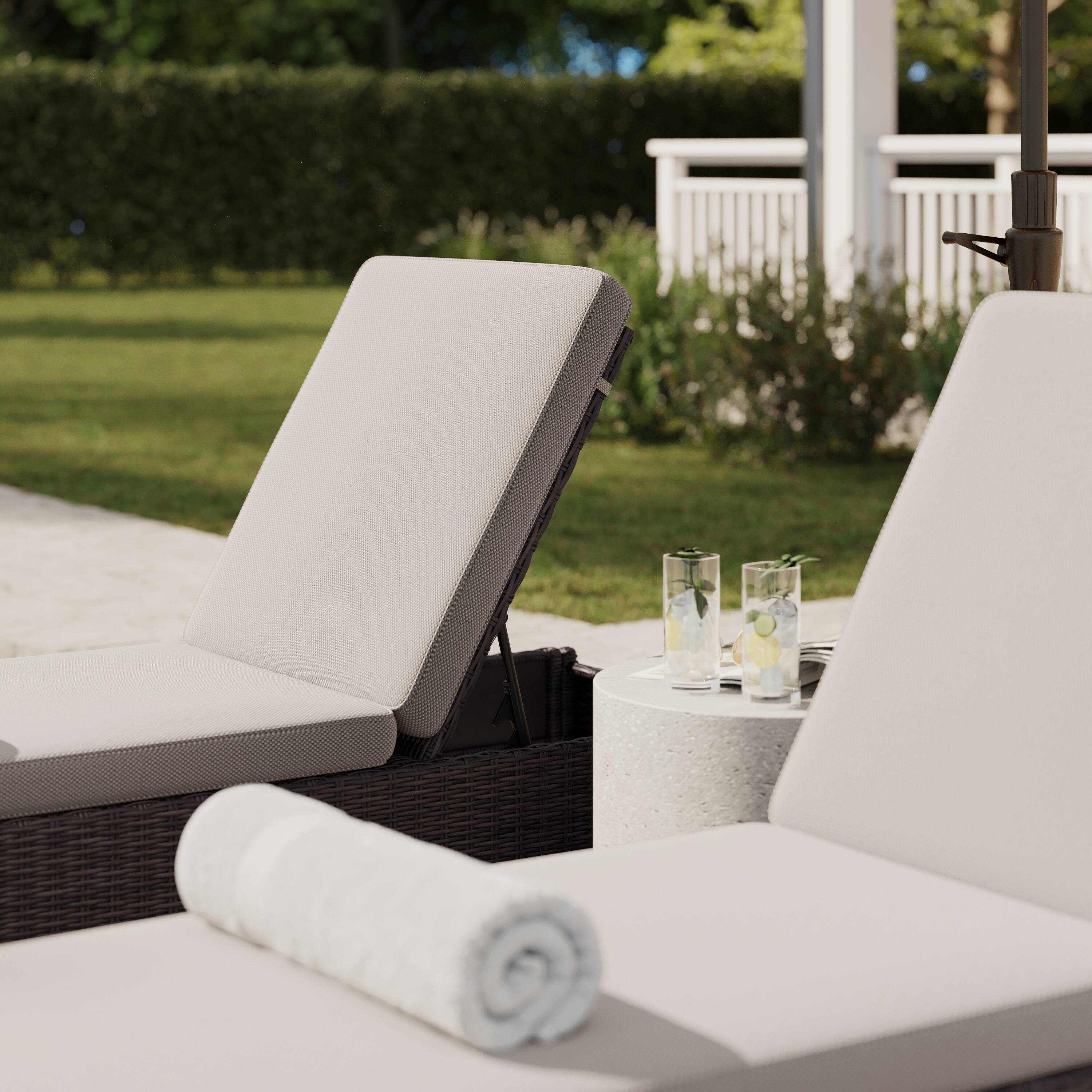 Alt View 5. Martha Stewart - Bedford Outdoor Rattan Wicker Chaise Lounge Chair with All-Weather Cushions - Brown.