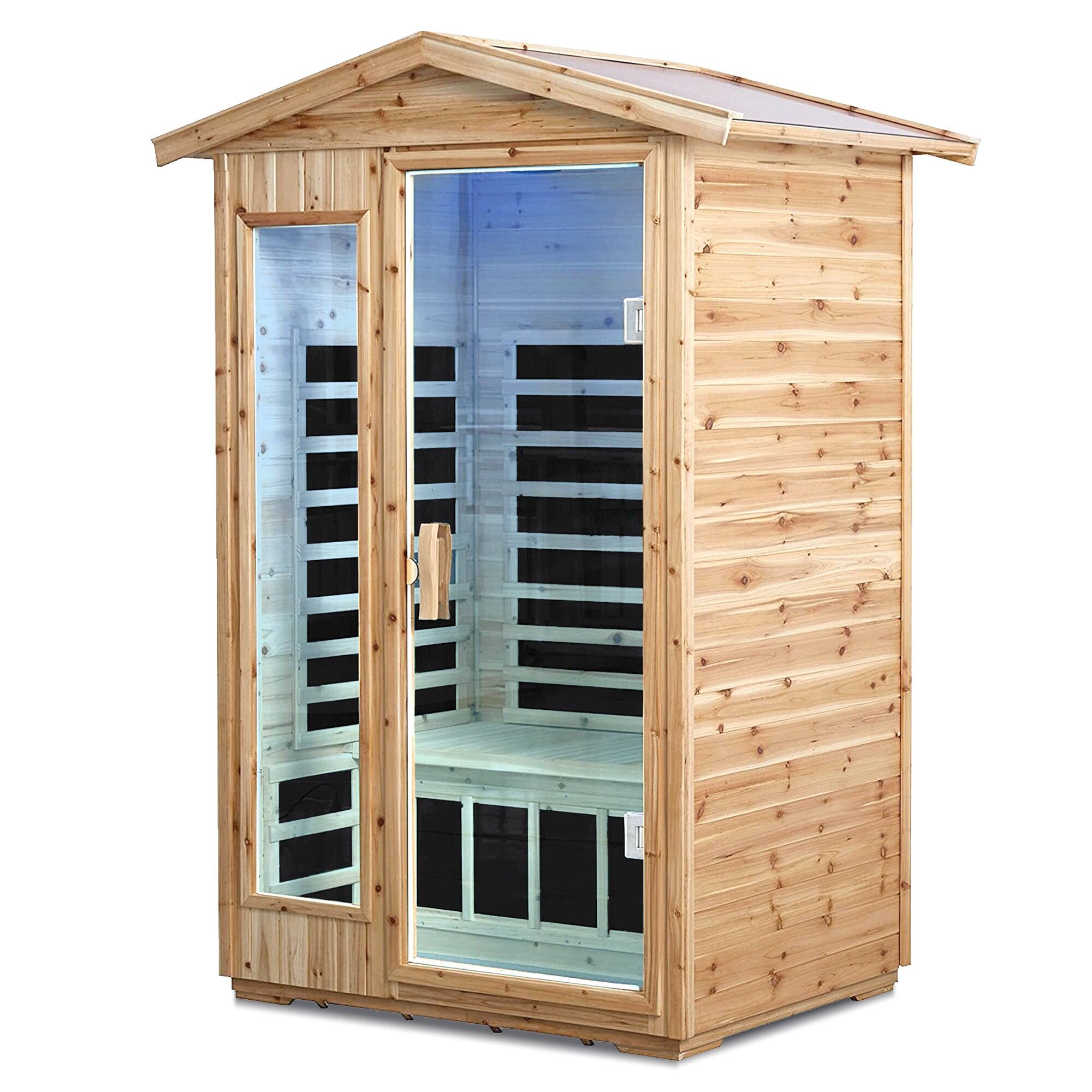 Alt View 7. Boyel Living - Two Person Outdoor Infrared Sauna Room with LCD Control and Bluetooth Audio - Natural.