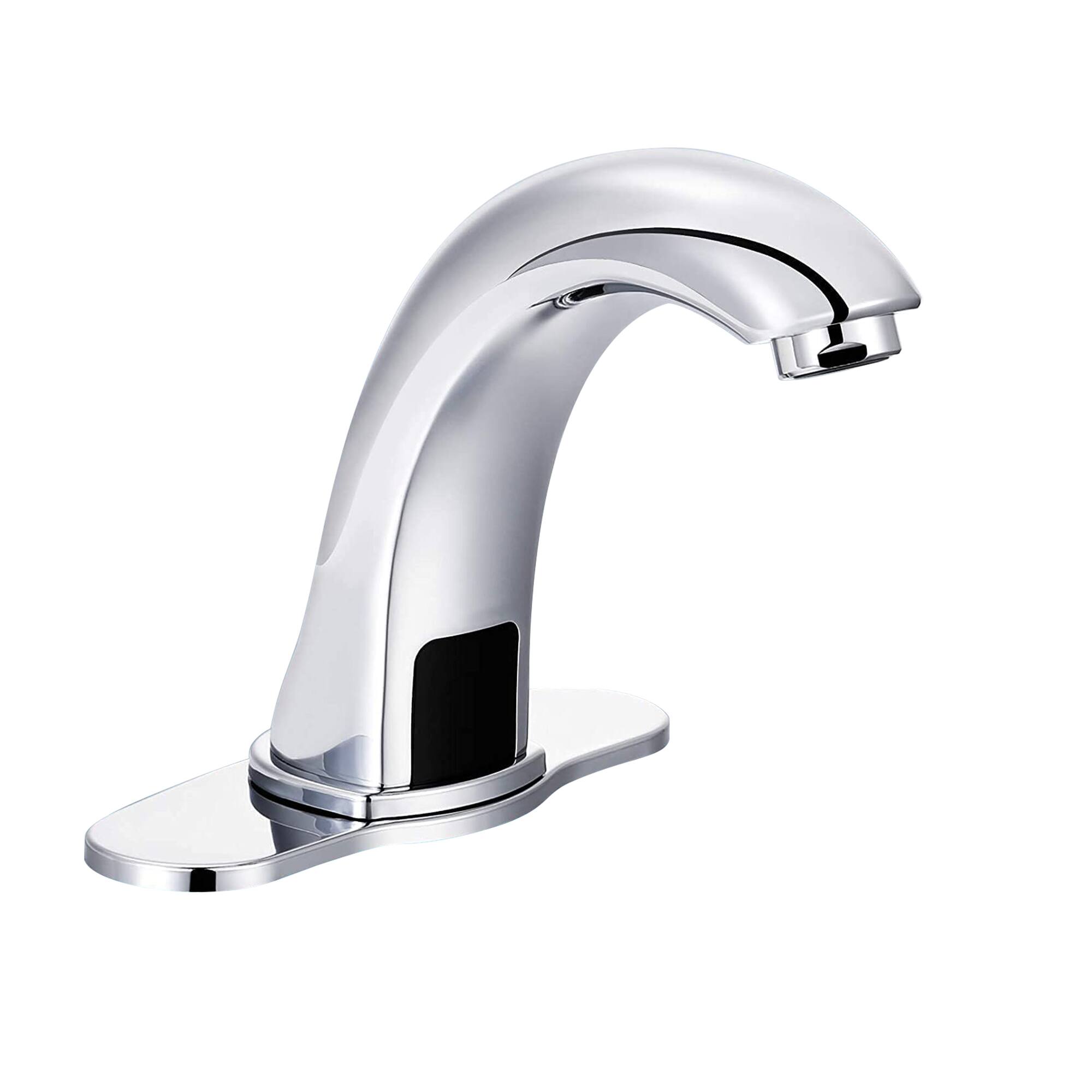 Angle. Mondawe - Single Hole Touchless Sensor Bathroom Sink Faucet with Deck Plate - Chrome.