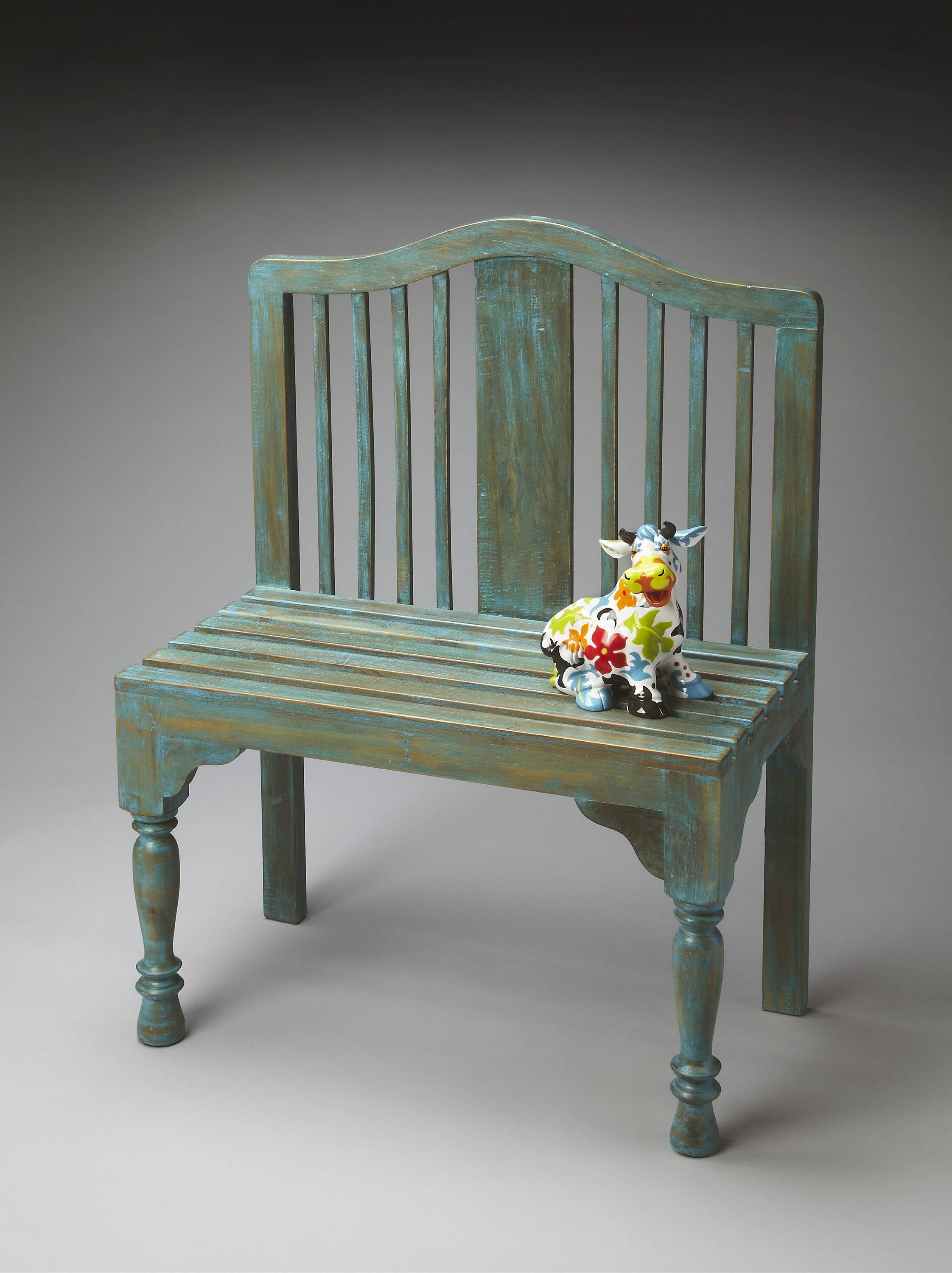 Alt View 9. Butler Specialty - Roseland 30.25 in. W Rectangular Solid Wood 2 Seat Accent Bench with Back - Blue.