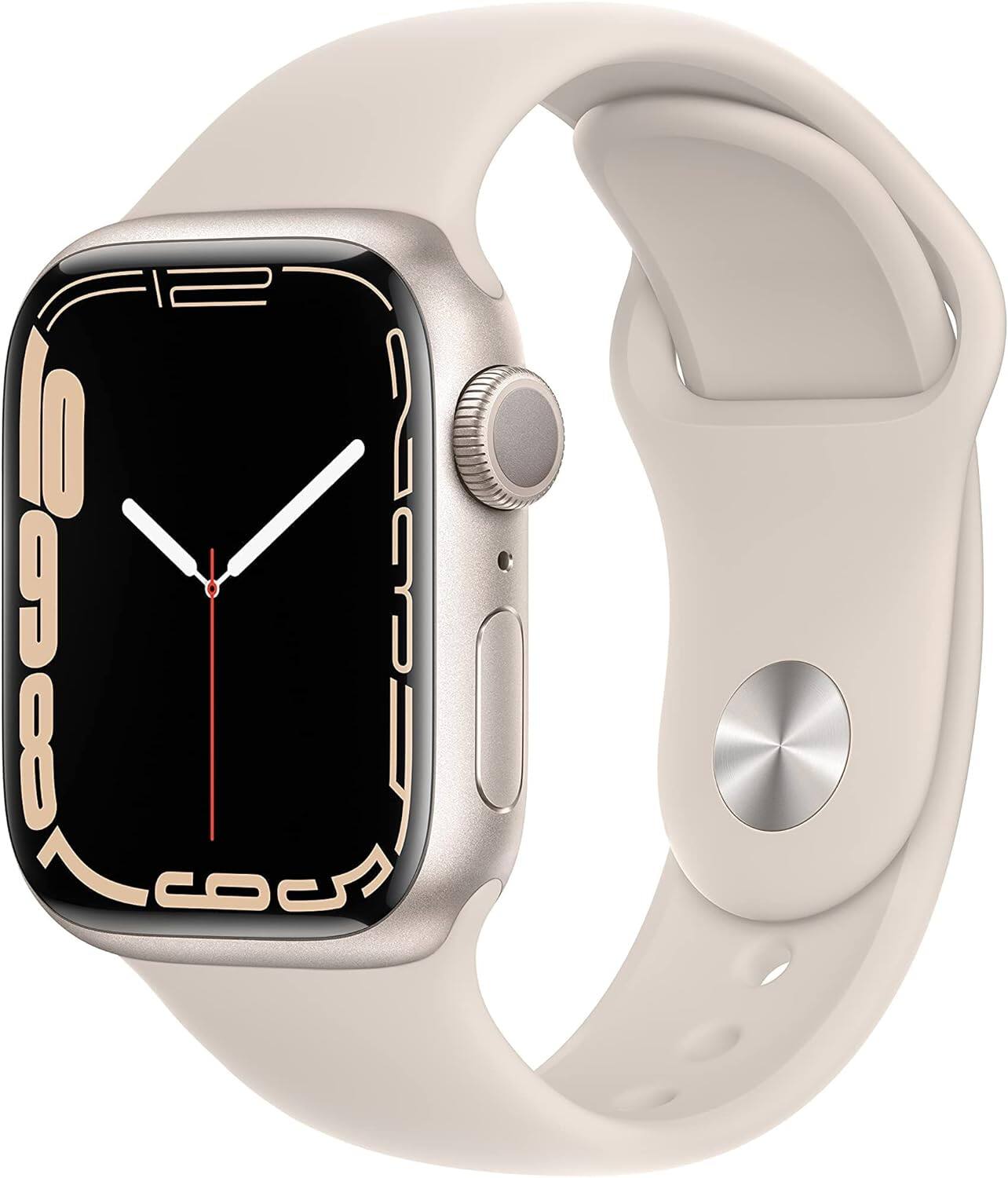 Front. Apple - Watch Series 7 Aluminum 45 mm (GPS + Cellular) - Starlight.