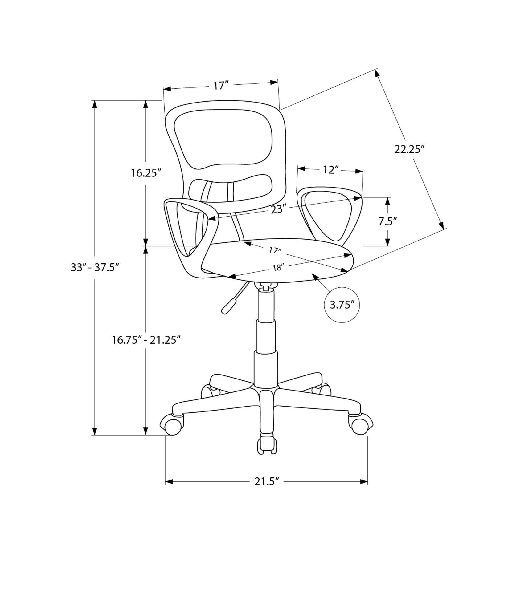 Left. TinyHomie - Grey Mesh Black Metal Contemporary Ergonomic Office Chair Adjustable Height - gray.