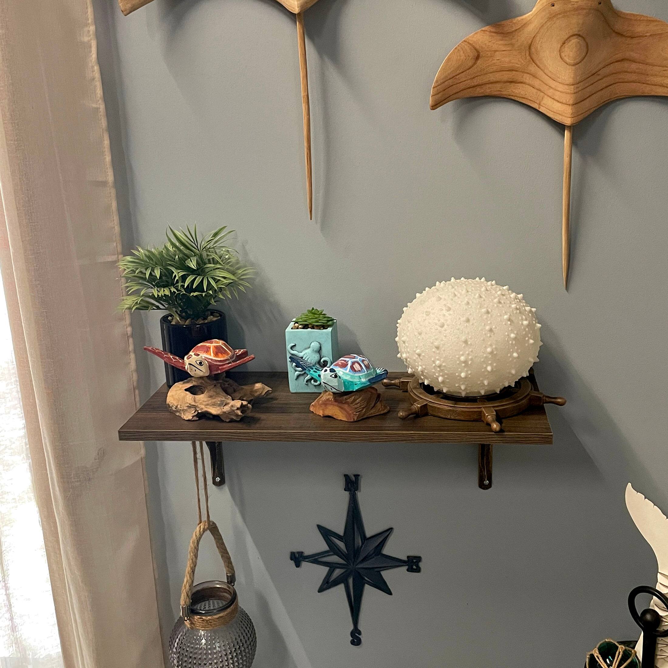 Alt View 4. Chesapeake Bay - Handcrafted Sea Turtle Sculptures Set of 2, Coastal Wood Art, Ocean Home Decor - Multicolored.