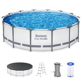 Bestway - Steel Pro MAX 14' x 42" Above Ground Outdoor Swimming Pool Set - Gray