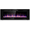 Front. Costway - Costway 50" Electric Fireplace Recessed Ultra Thin Wall Mounted Heater Multicolor Flame - Black.