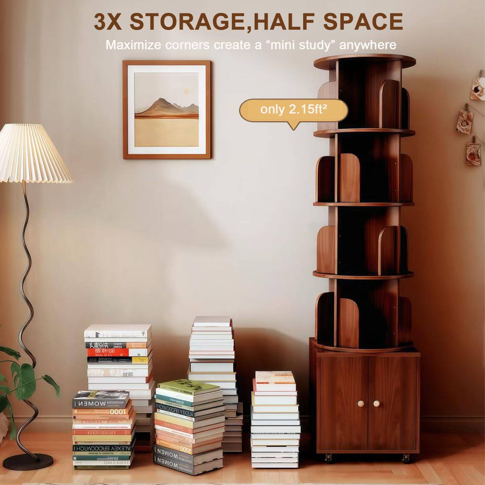 3X STORAGE, HALF SPACE  
Maximize corners create a "mini study" anywhere  
only 2.15ft²