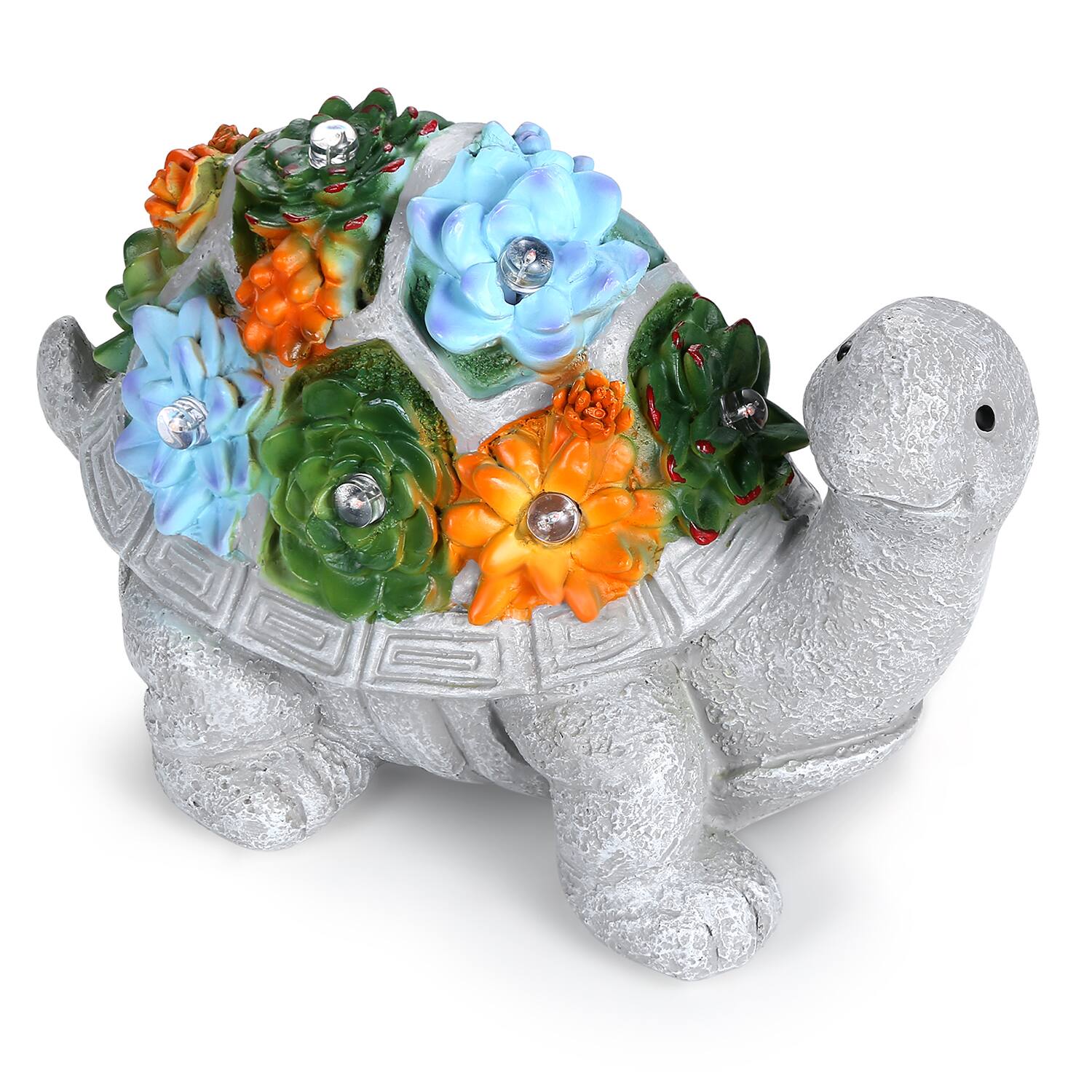 Front. HOM - Solar Turtle Statue - Solar Powered Turtle for Garden Decor with LED - Waterproof Solar Lights Outdoor for Patio, Yard - Black.